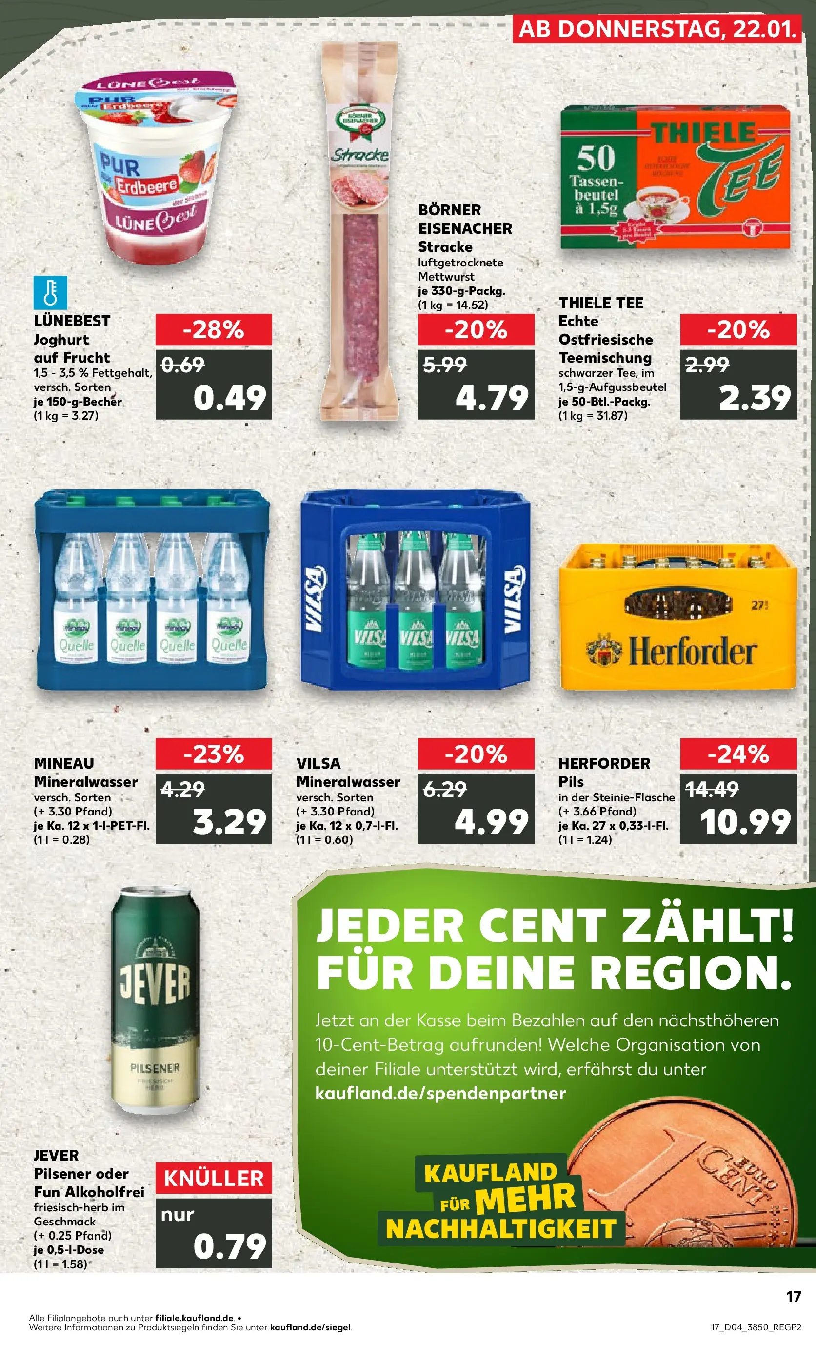Prospekt Kaufland ab 22.01.2026 » Angebote Online zum Blättern | Seite: 17 | Produkte: Joghurt, Pils, Mineralwasser, Tee