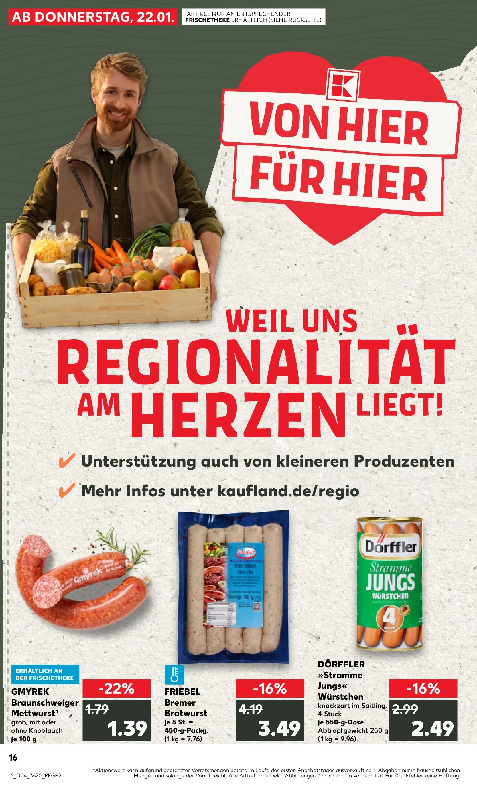 Prospekt Kaufland ab 22.01.2026 » Angebote Online zum Blättern | Seite: 16 | Produkte: Bratwurst, Knoblauch