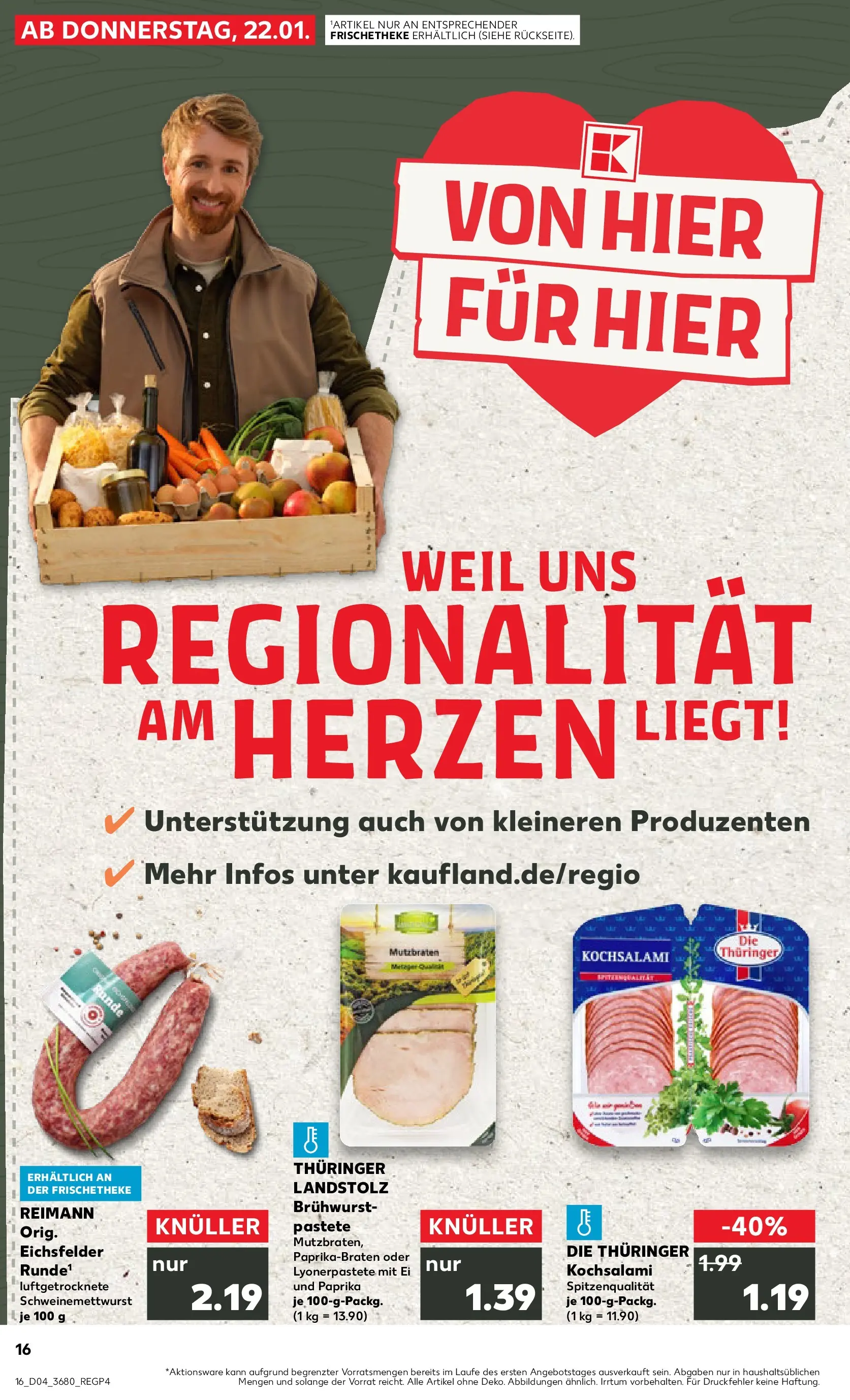 Prospekt Kaufland ab 22.01.2026 » Angebote Online zum Blättern | Seite: 16 | Produkte: Paprika, Salami