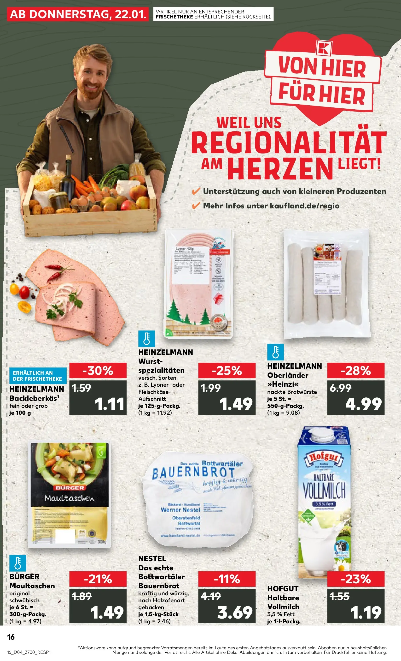 Prospekt Kaufland ab 22.01.2026 » Angebote Online zum Blättern | Seite: 1 | Produkte: Burger, Wurst, Maultaschen