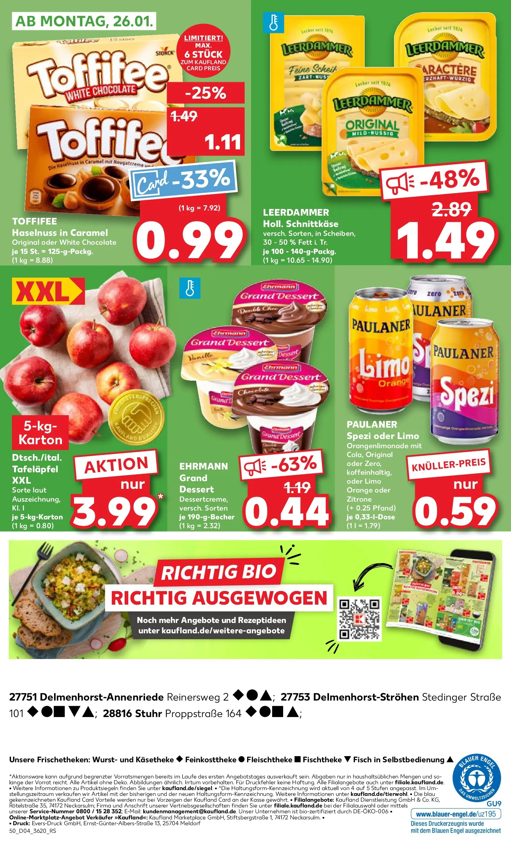 Prospekt Kaufland ab 22.01.2026 » Angebote Online zum Blättern | Seite: 50 | Produkte: Ehrmann grand dessert, Leerdammer, Zitrone, Toffifee