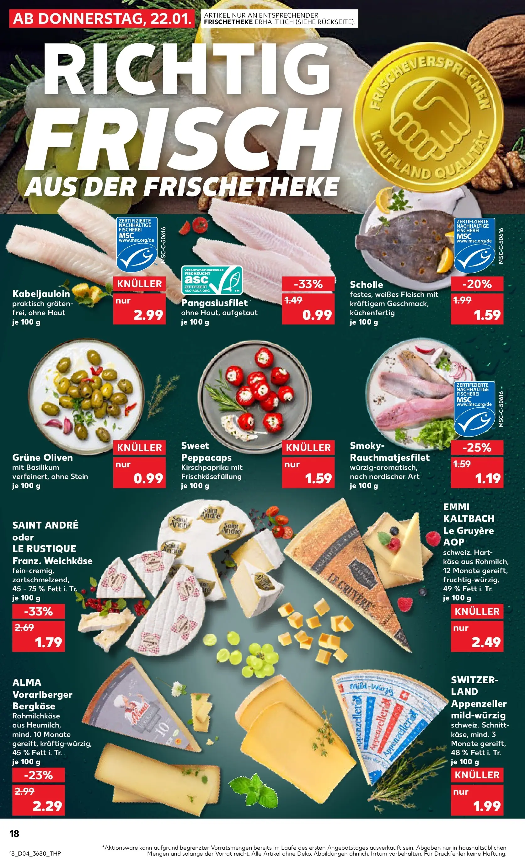 Prospekt Kaufland ab 22.01.2026 » Angebote Online zum Blättern | Seite: 18 | Produkte: Käse, Fleisch