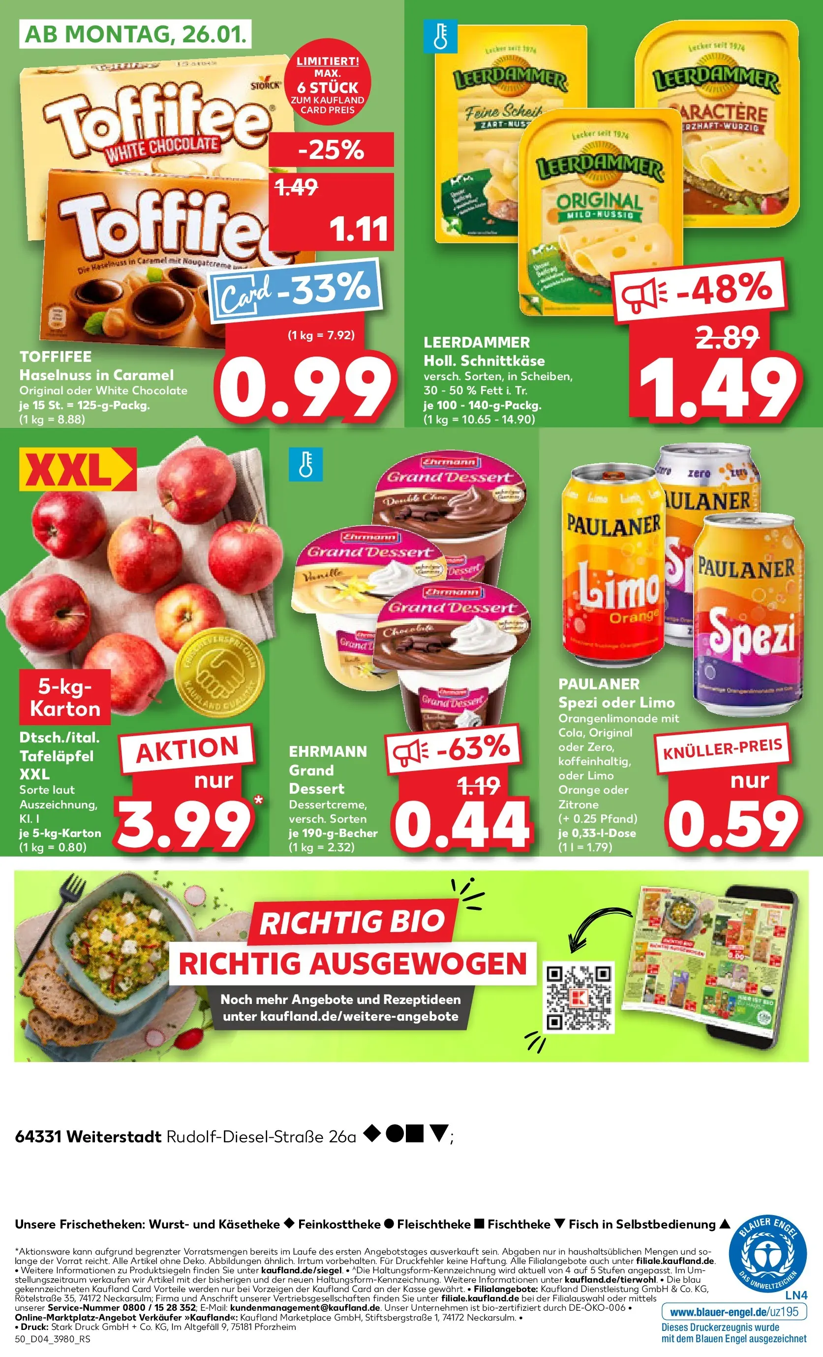 Prospekt Kaufland ab 22.01.2026 » Angebote Online zum Blättern | Seite: 50 | Produkte: Ehrmann grand dessert, Leerdammer, Zitrone, Wurst