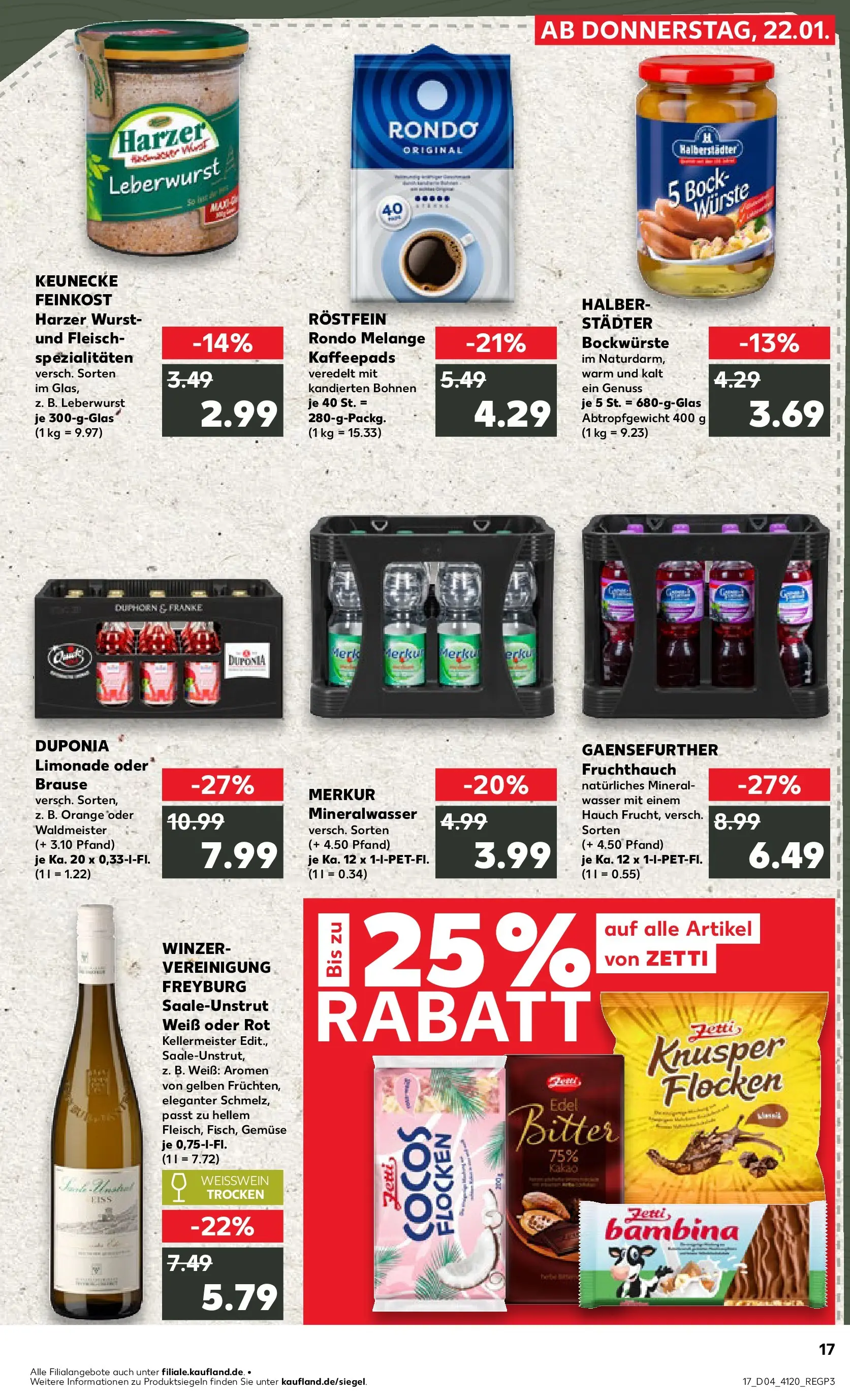 Prospekt Kaufland ab 22.01.2026 » Angebote Online zum Blättern | Seite: 2 | Produkte: Weißwein trocken, Mineralwasser, Wasser, Gemüse