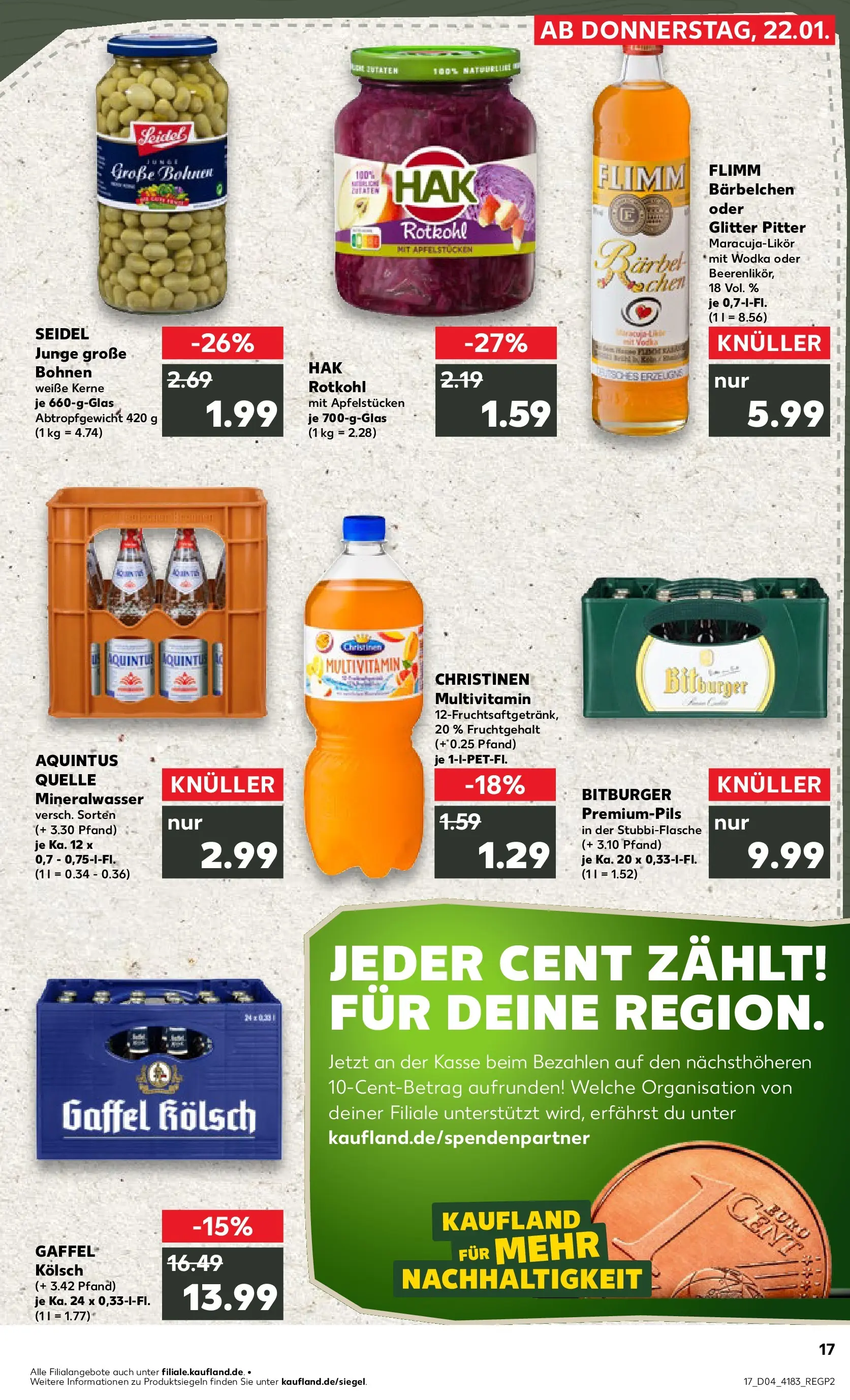 Prospekt Kaufland ab 22.01.2026 » Angebote Online zum Blättern | Seite: 2 | Produkte: Bitburger, Rotkohl, Mineralwasser, Wodka