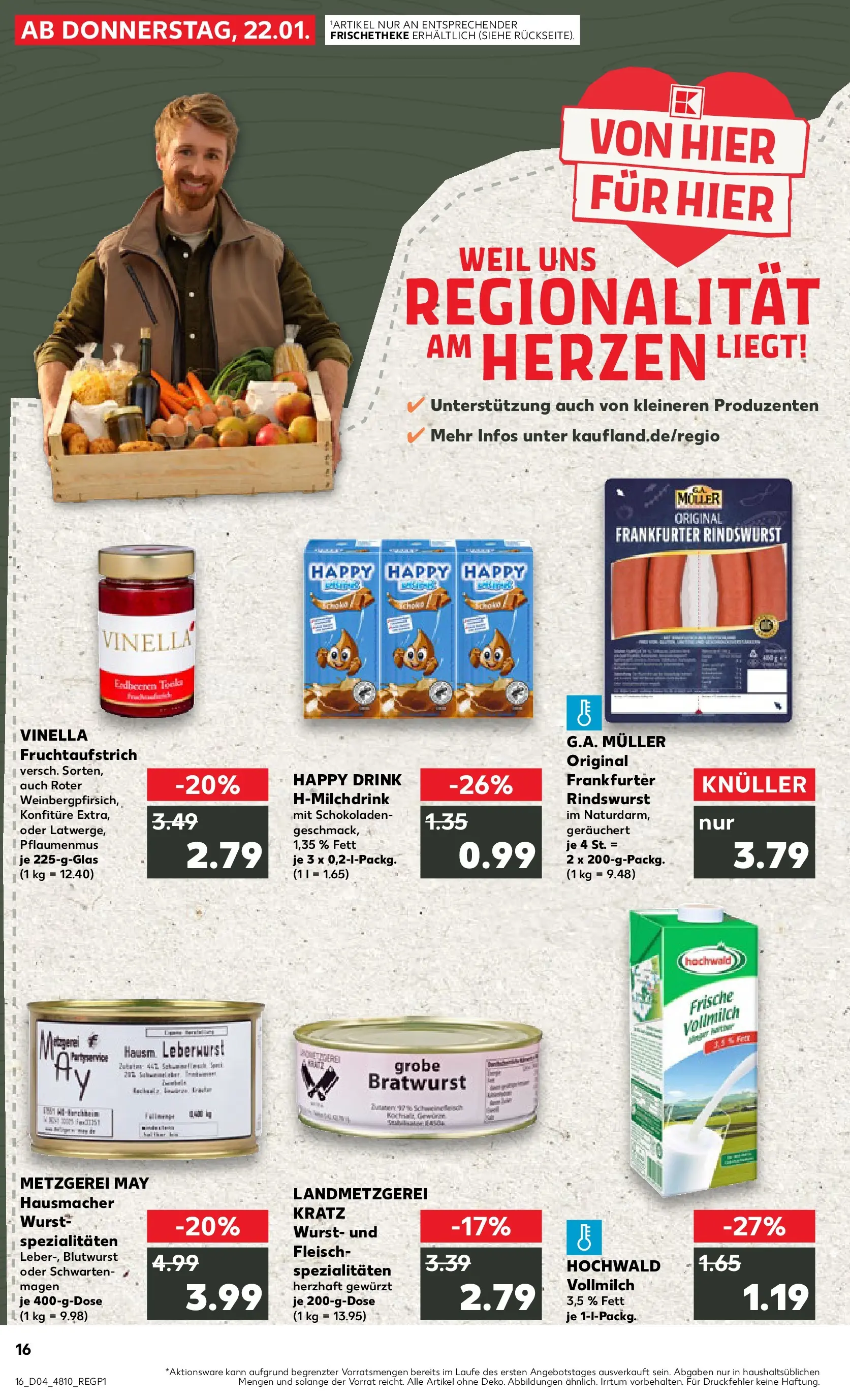 Prospekt Kaufland ab 22.01.2026 » Angebote Online zum Blättern | Seite: 1 | Produkte: Bratwurst, Wurst, Erdbeeren, Fleisch
