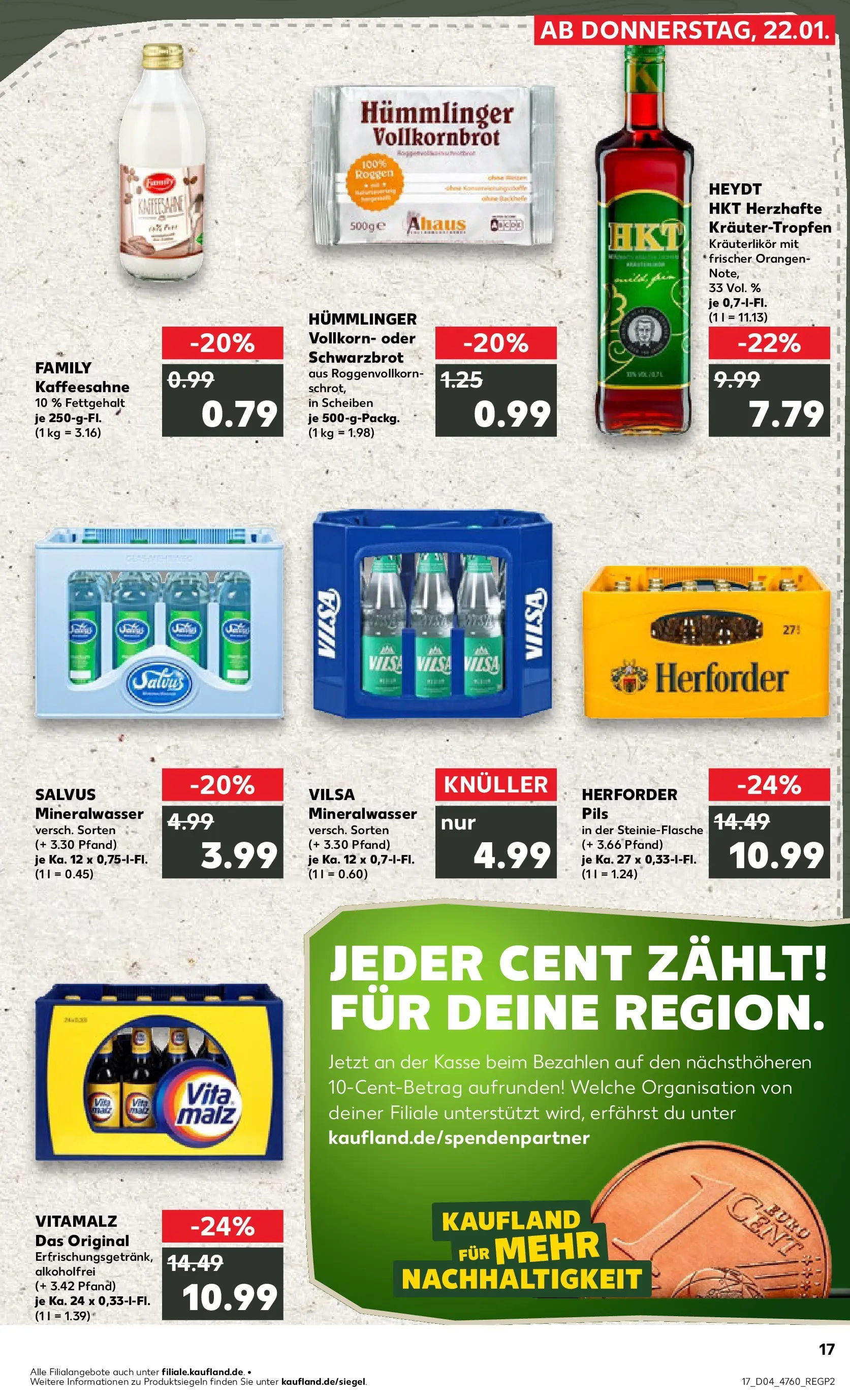 Prospekt Kaufland ab 22.01.2026 » Angebote Online zum Blättern | Seite: 2 | Produkte: Vollkornbrot, Pils, Orangen, Mineralwasser