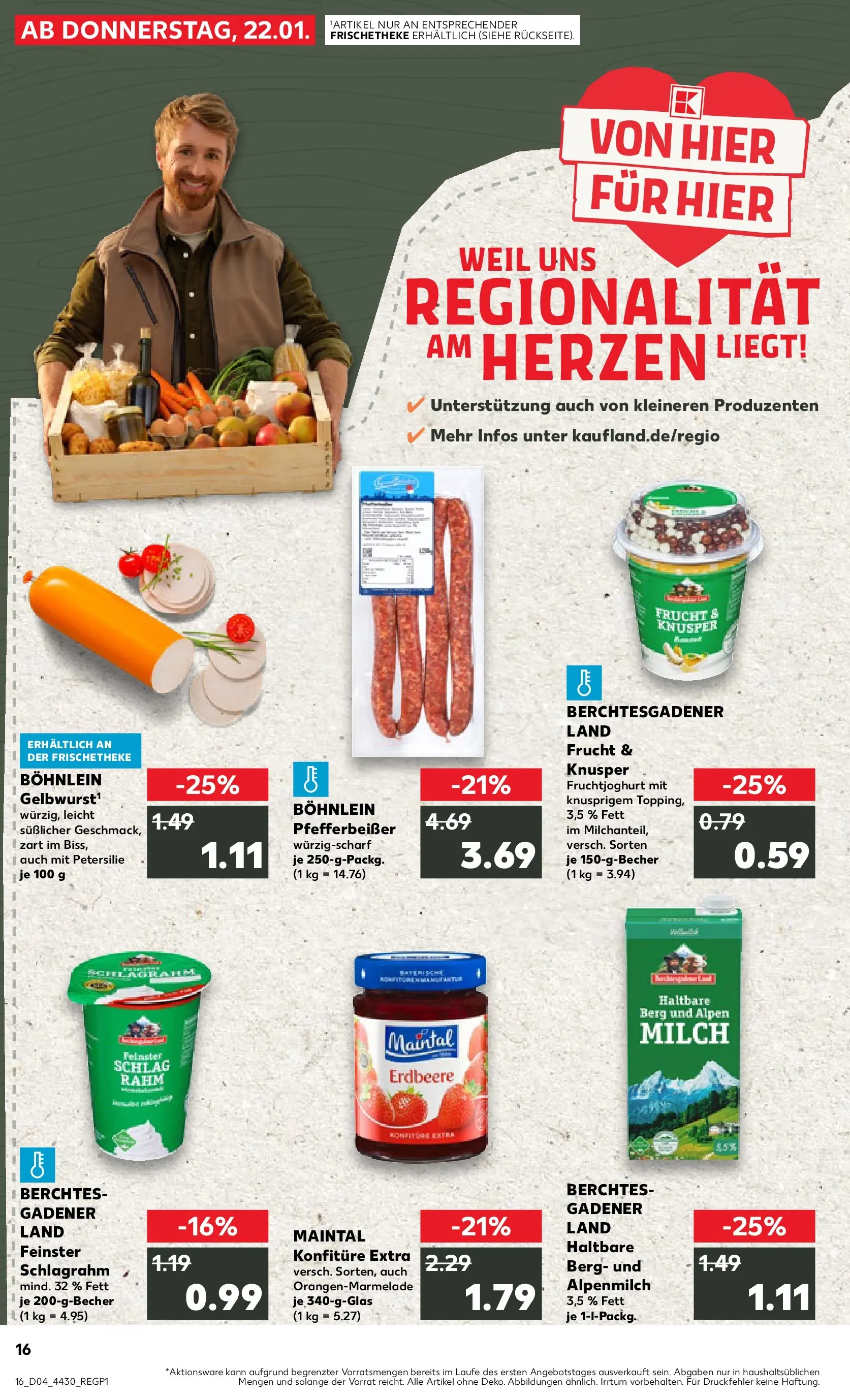 Prospekt Kaufland ab 22.01.2026 » Angebote Online zum Blättern | Seite: 16 | Produkte: Milch, Fruchtjoghurt, Petersilie