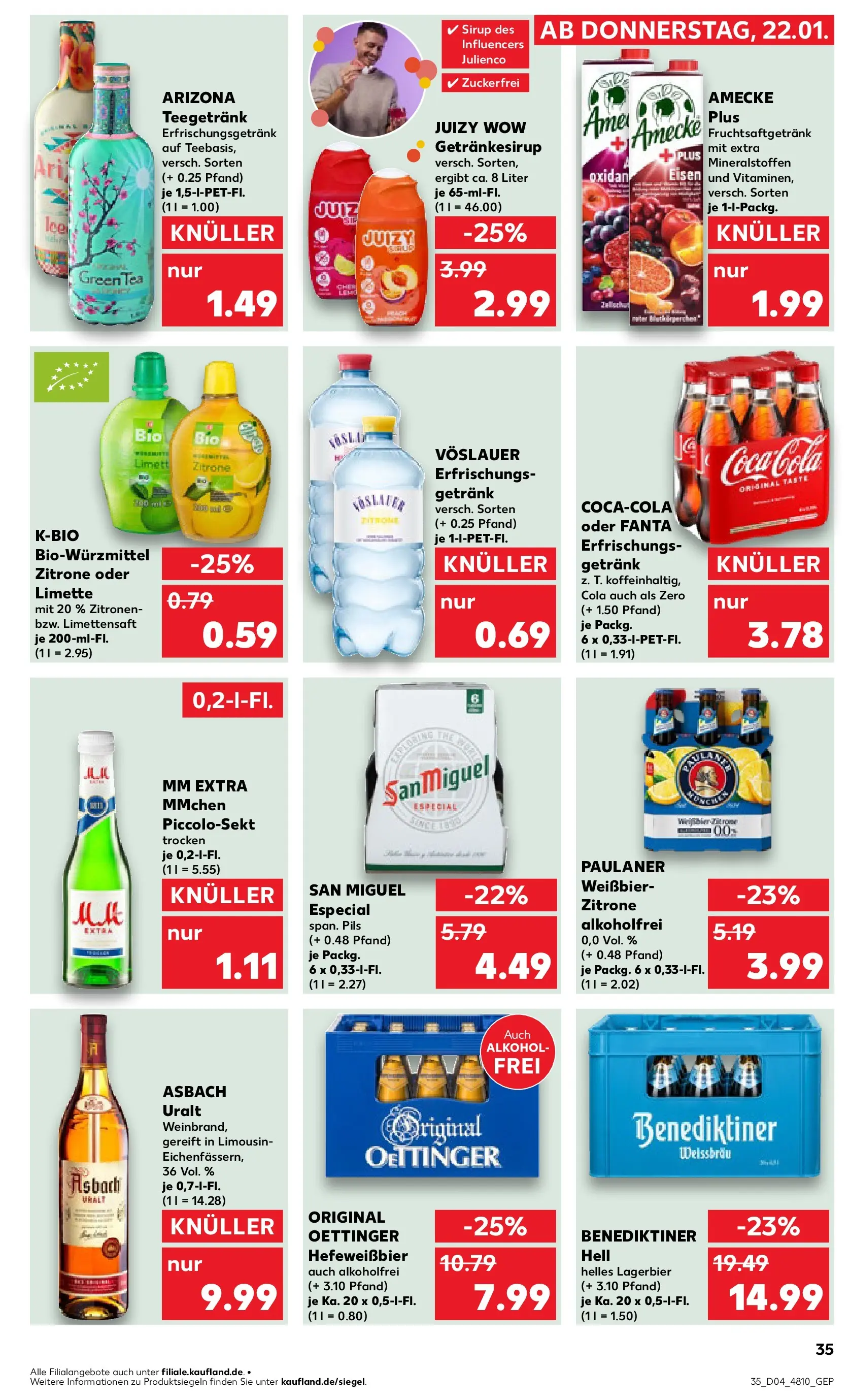 Prospekt Kaufland ab 22.01.2026 » Angebote Online zum Blättern | Seite: 35 | Produkte: Pils, Oettinger, Zitronen, Asbach