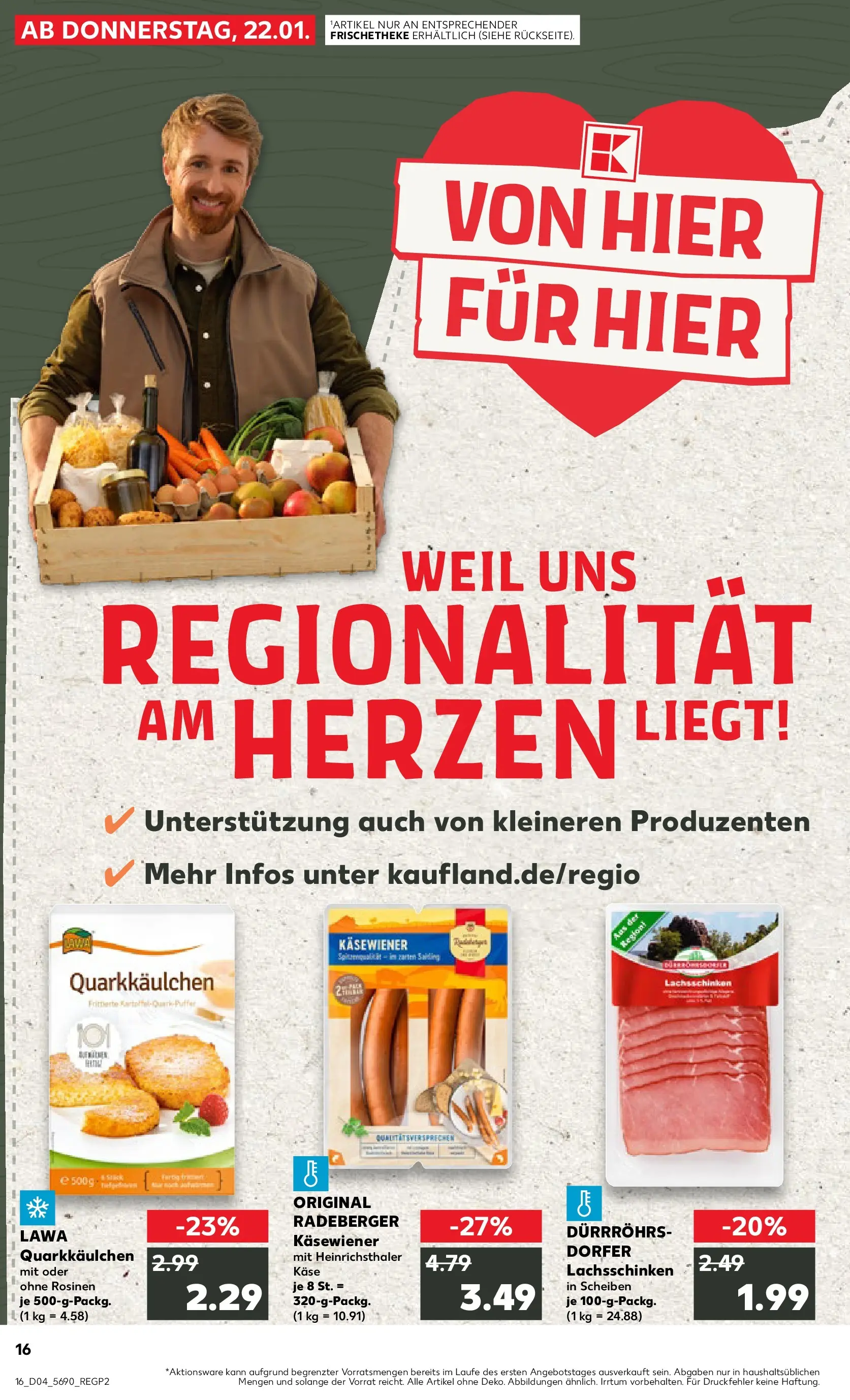 Prospekt Kaufland ab 22.01.2026 » Angebote Online zum Blättern | Seite: 16 | Produkte: Käse, Rosinen