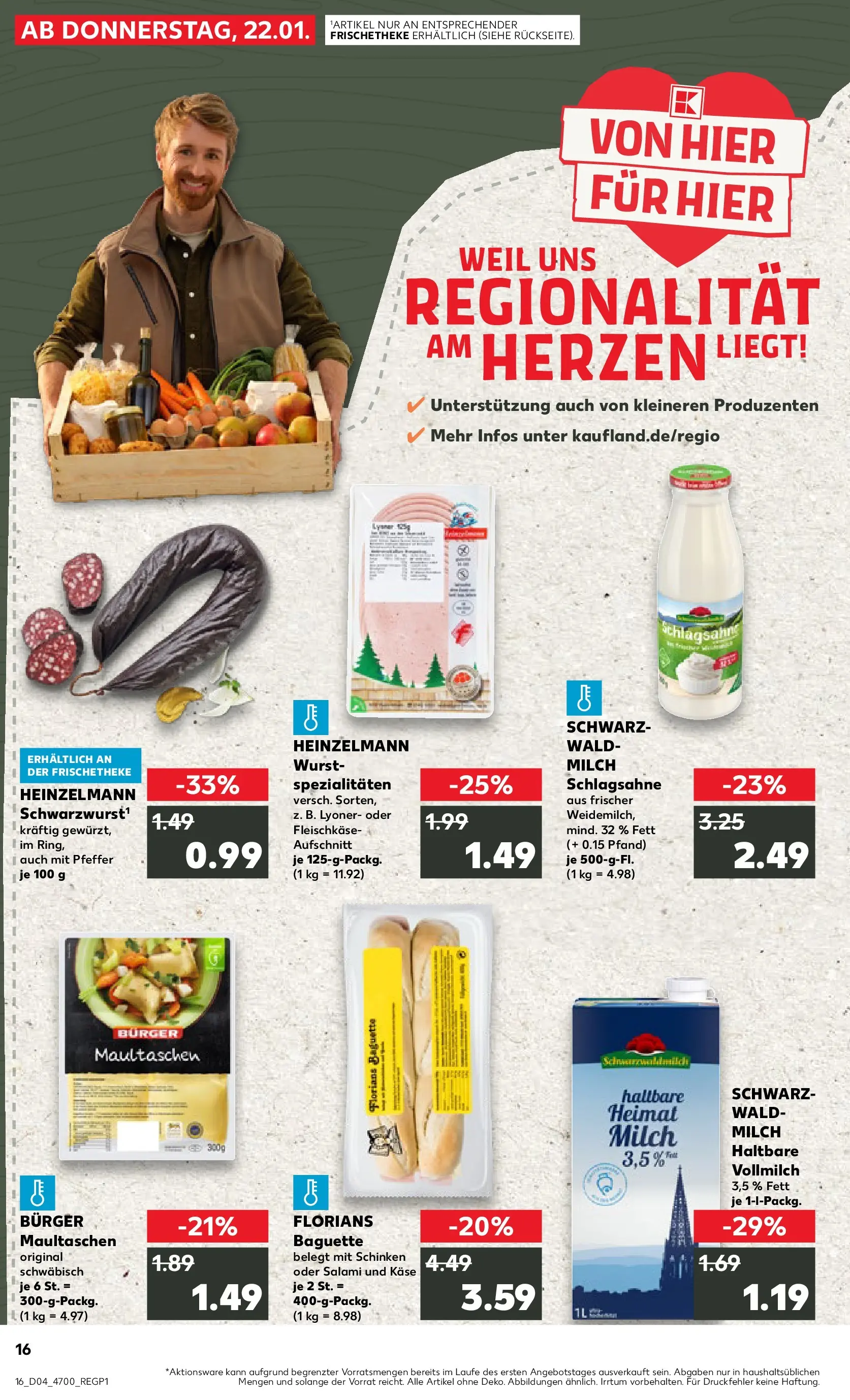 Prospekt Kaufland ab 22.01.2026 » Angebote Online zum Blättern | Seite: 16 | Produkte: Schlagsahne, Pfeffer, Salami, Schinken