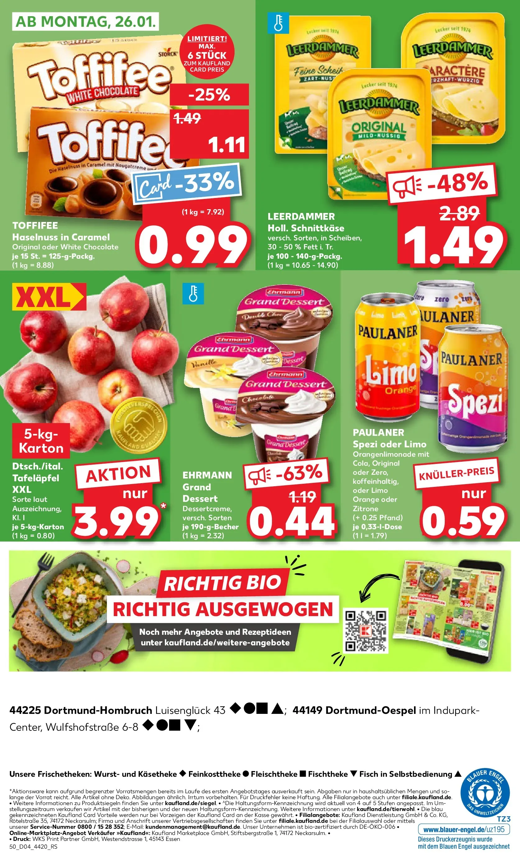 Prospekt Kaufland ab 22.01.2026 » Angebote Online zum Blättern | Seite: 50 | Produkte: Ehrmann grand dessert, Leerdammer, Fisch, Paulaner