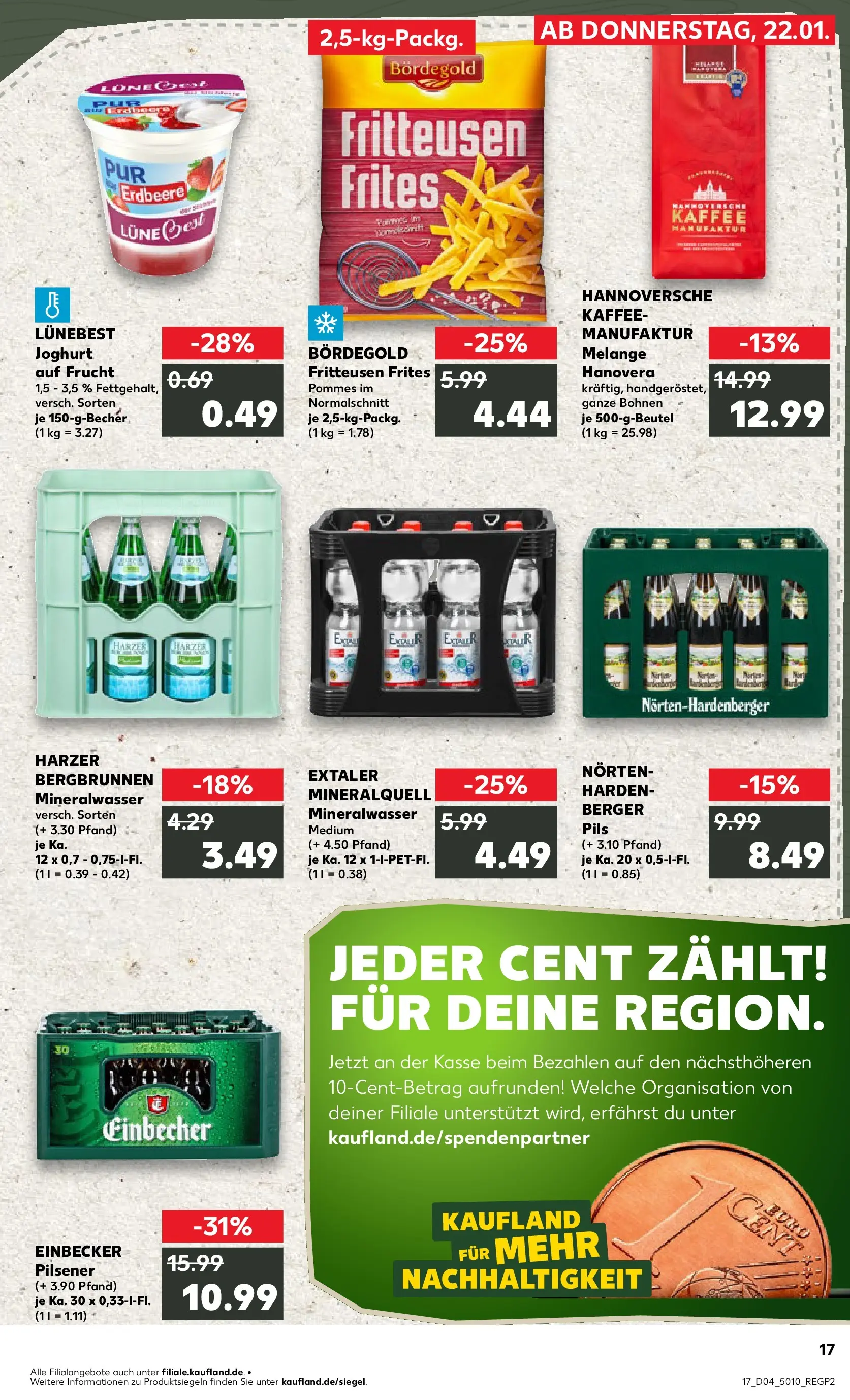 Prospekt Kaufland ab 22.01.2026 » Angebote Online zum Blättern | Seite: 17 | Produkte: Kaffee, Pils, Pommes, Mineralwasser