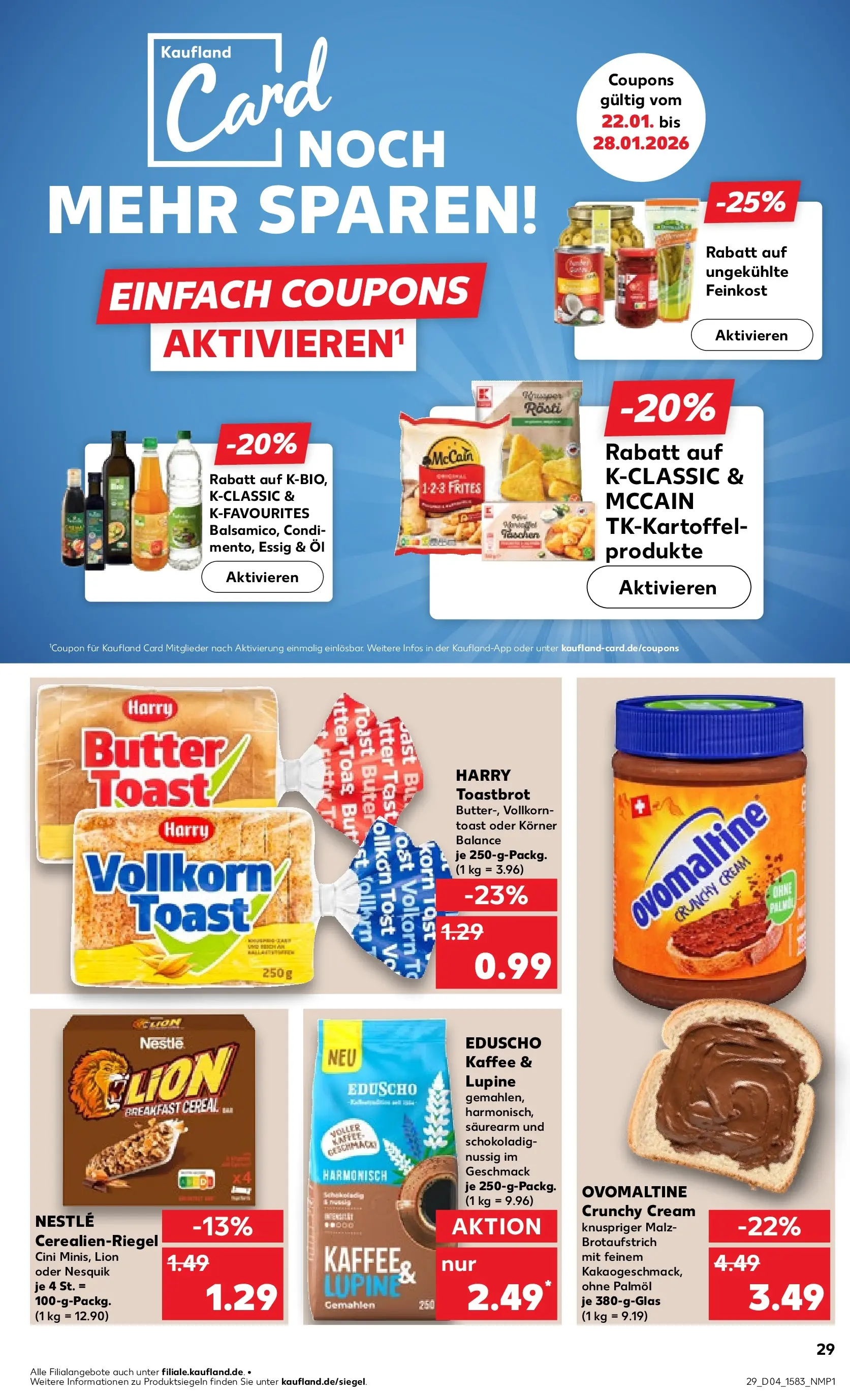 Prospekt Kaufland ab 22.01.2026 » Angebote Online zum Blättern | Seite: 37 | Produkte: Ovomaltine, Toastbrot, McCain, Eduscho