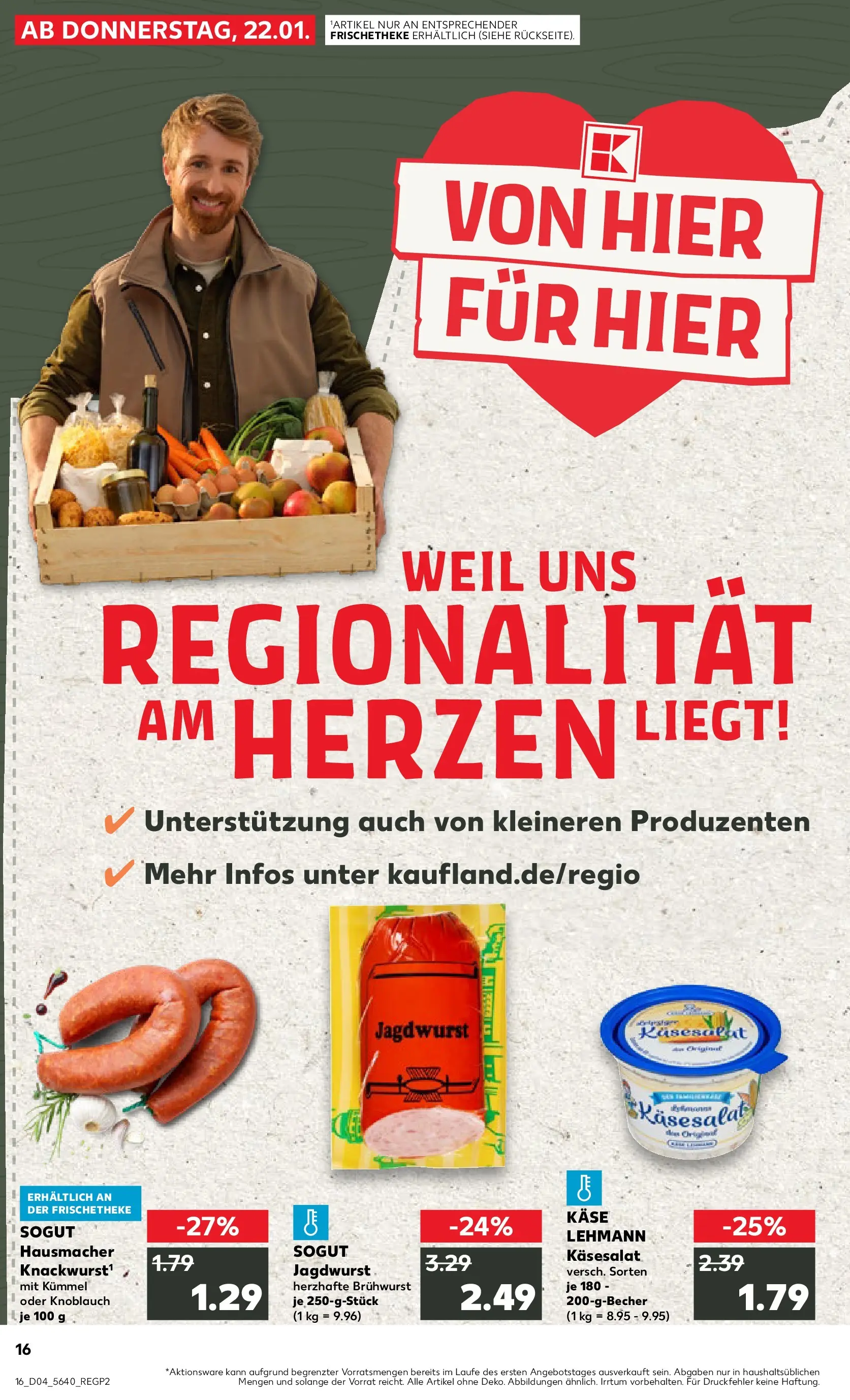 Prospekt Kaufland ab 22.01.2026 » Angebote Online zum Blättern | Seite: 16 | Produkte: Käse, Knoblauch