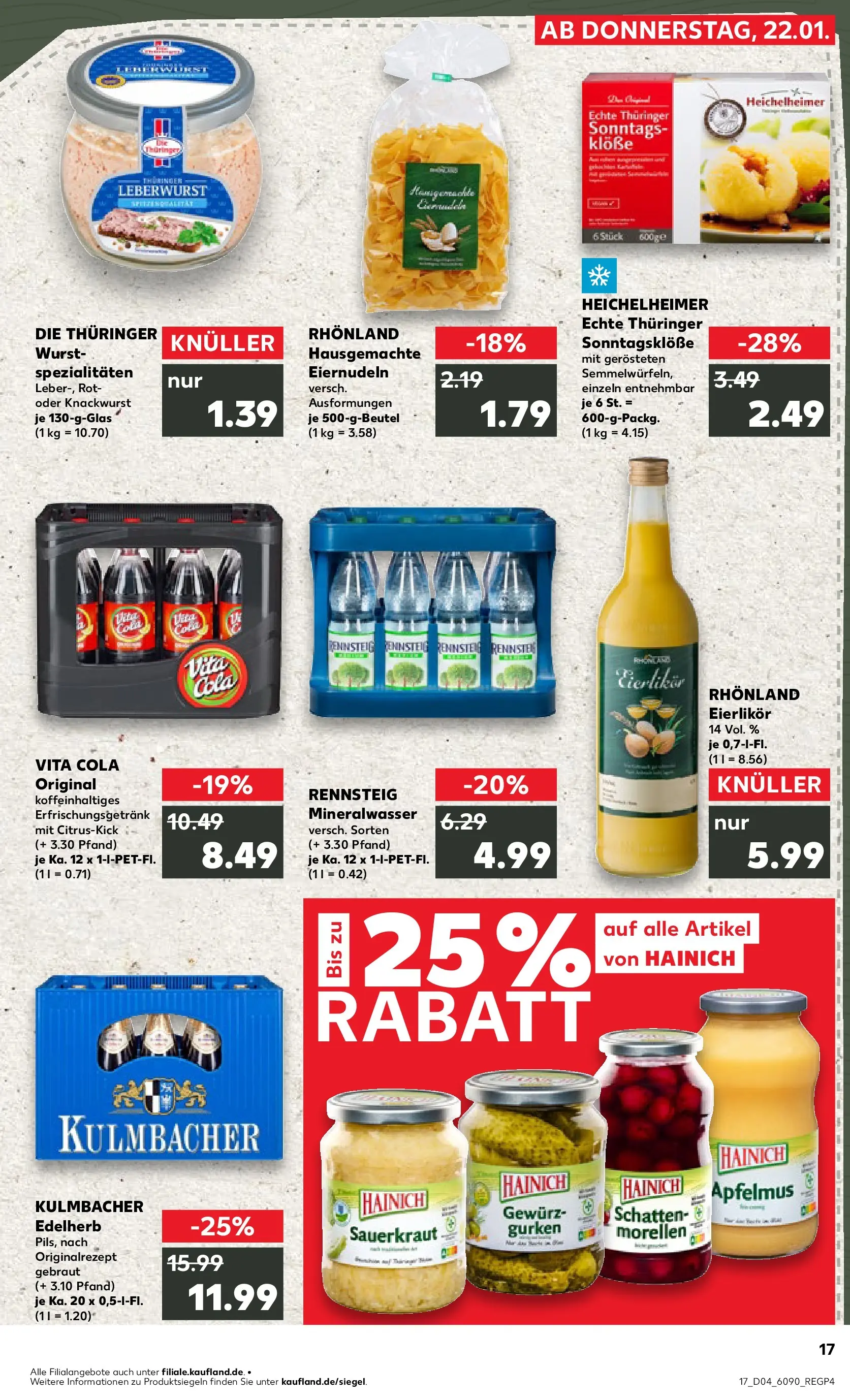 Prospekt Kaufland ab 22.01.2026 » Angebote Online zum Blättern | Seite: 17 | Produkte: Cola, Mineralwasser, Apple, Vita cola