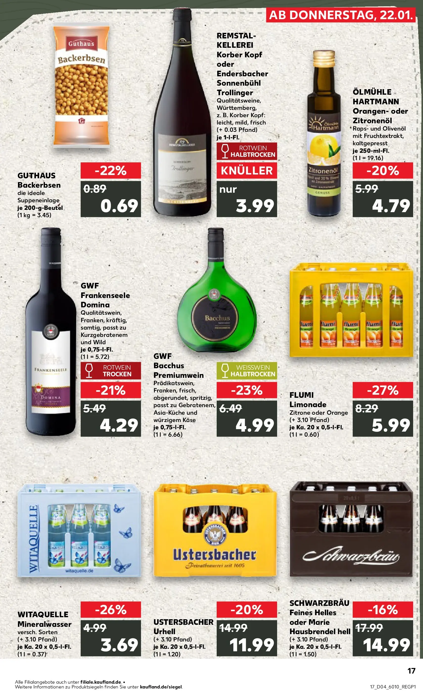 Prospekt Kaufland ab 22.01.2026 » Angebote Online zum Blättern | Seite: 17 | Produkte: Käse, Weißwein, Weißwein trocken, Zitrone