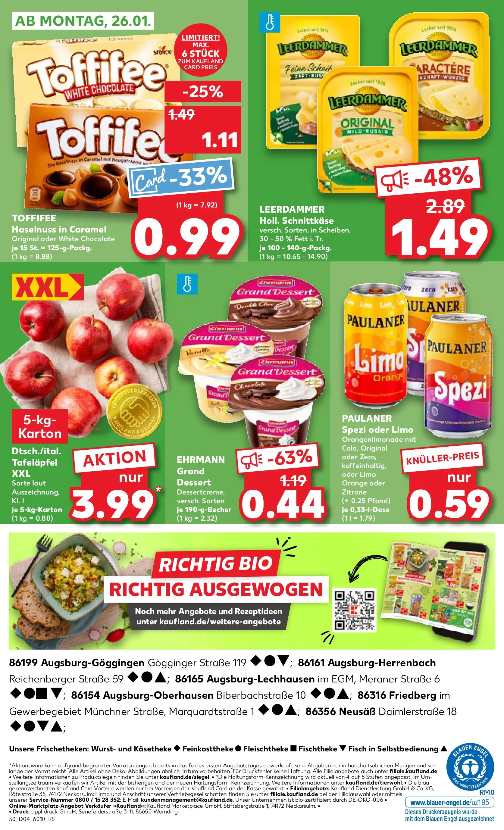 Prospekt Kaufland ab 22.01.2026 » Angebote Online zum Blättern | Seite: 50 | Produkte: Ehrmann grand dessert, Leerdammer, Zitrone, Toffifee