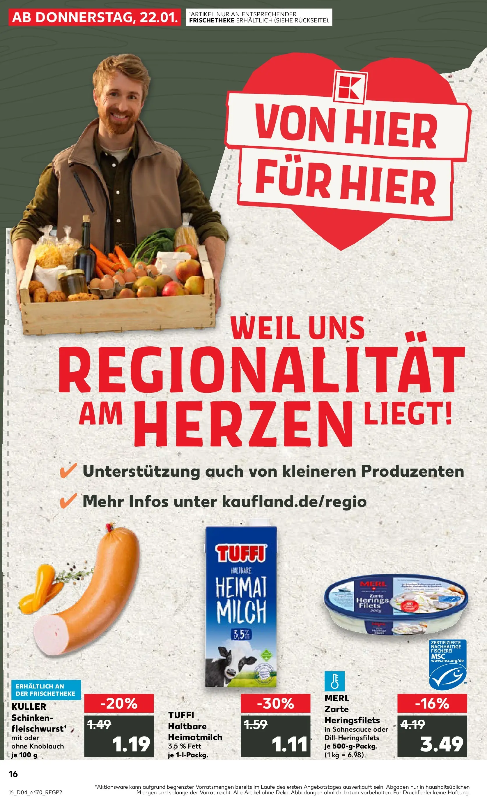 Prospekt Kaufland ab 22.01.2026 » Angebote Online zum Blättern | Seite: 16 | Produkte: Milch, Knoblauch, Schinken