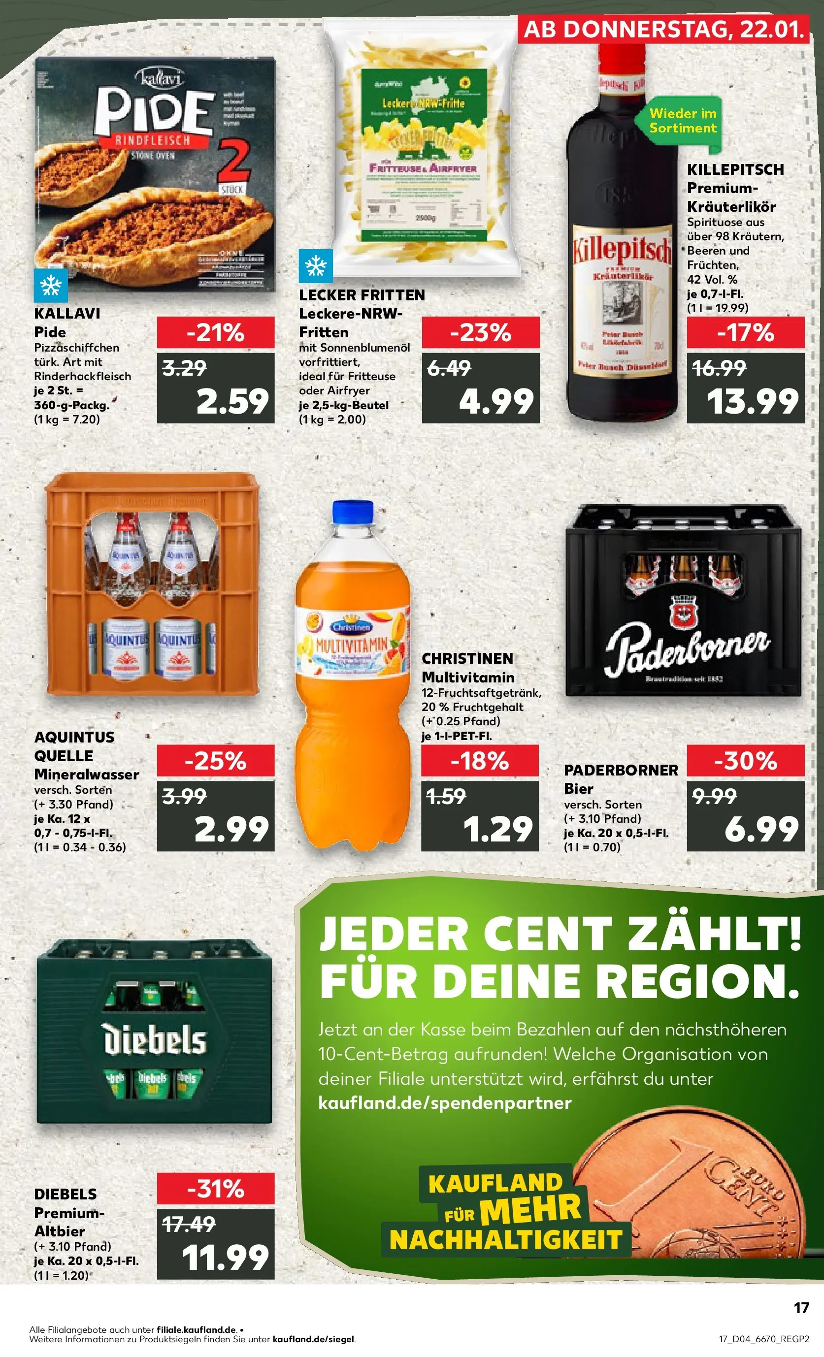 Prospekt Kaufland ab 22.01.2026 » Angebote Online zum Blättern | Seite: 17 | Produkte: Bier, Diebels, Pizza, Rindfleisch