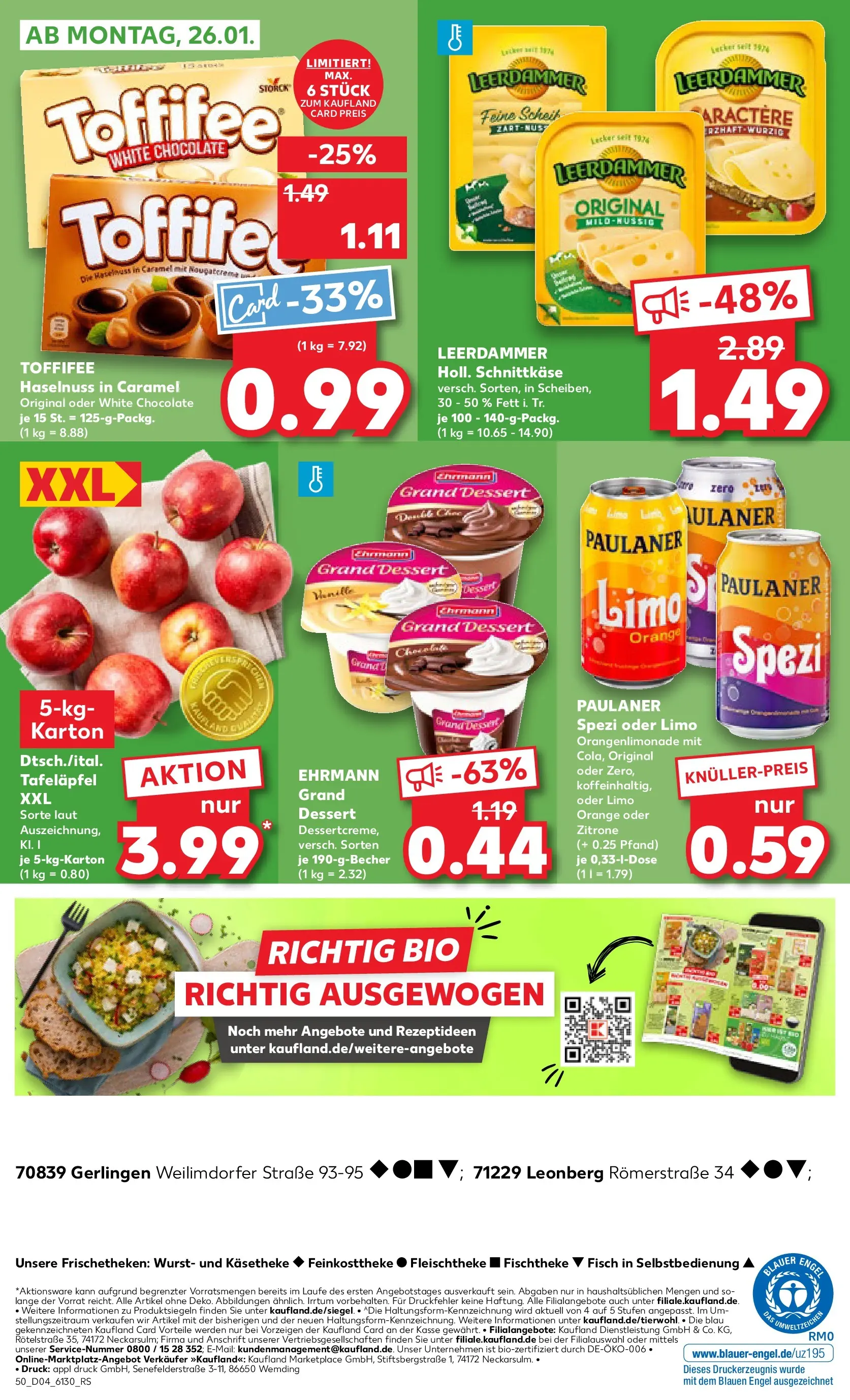 Prospekt Kaufland ab 22.01.2026 » Angebote Online zum Blättern | Seite: 50 | Produkte: Ehrmann grand dessert, Zitrone, Wurst, Paulaner