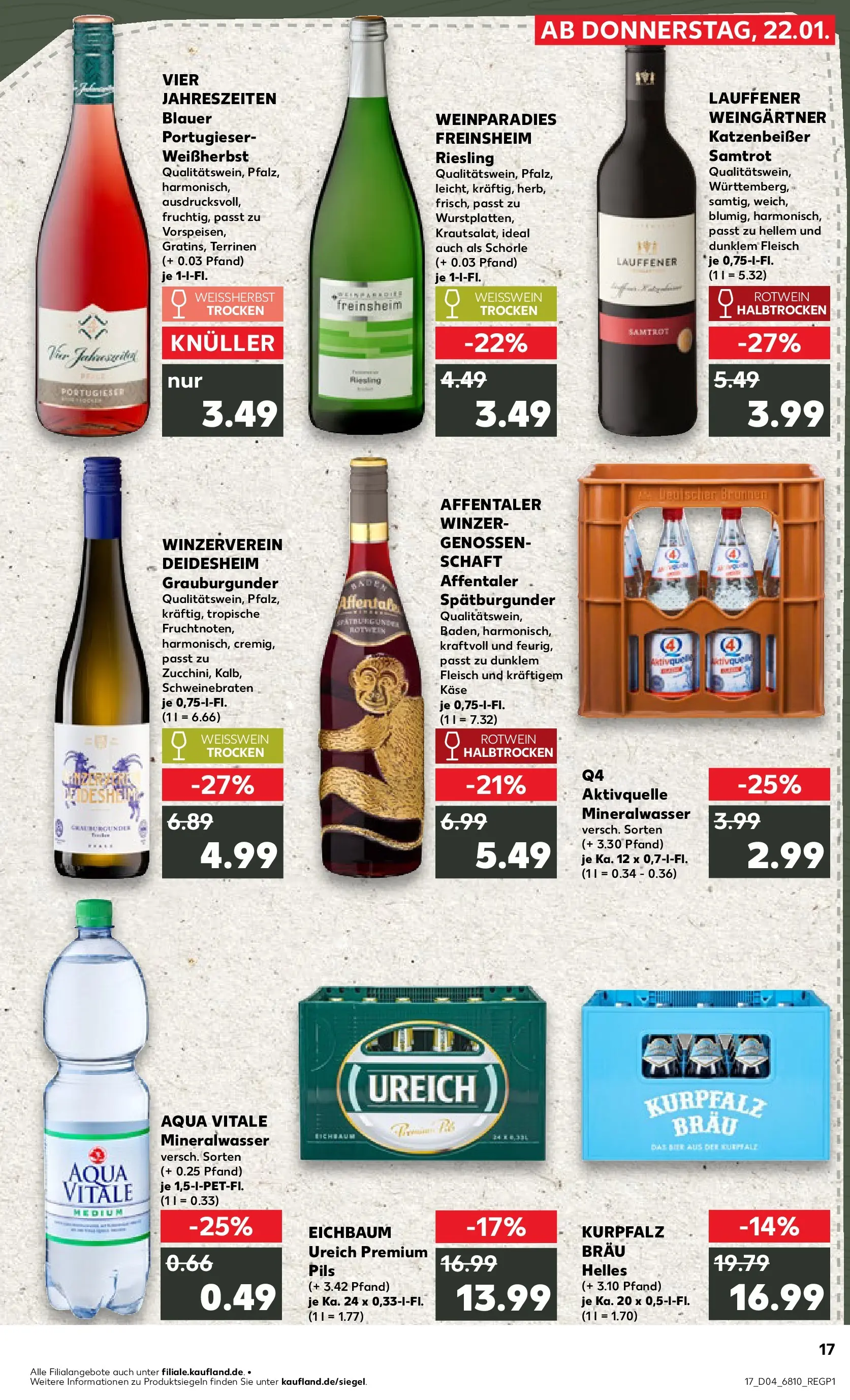 Prospekt Kaufland ab 22.01.2026 » Angebote Online zum Blättern | Seite: 2 | Produkte: Käse, Weißwein, Rotwein, Mineralwasser