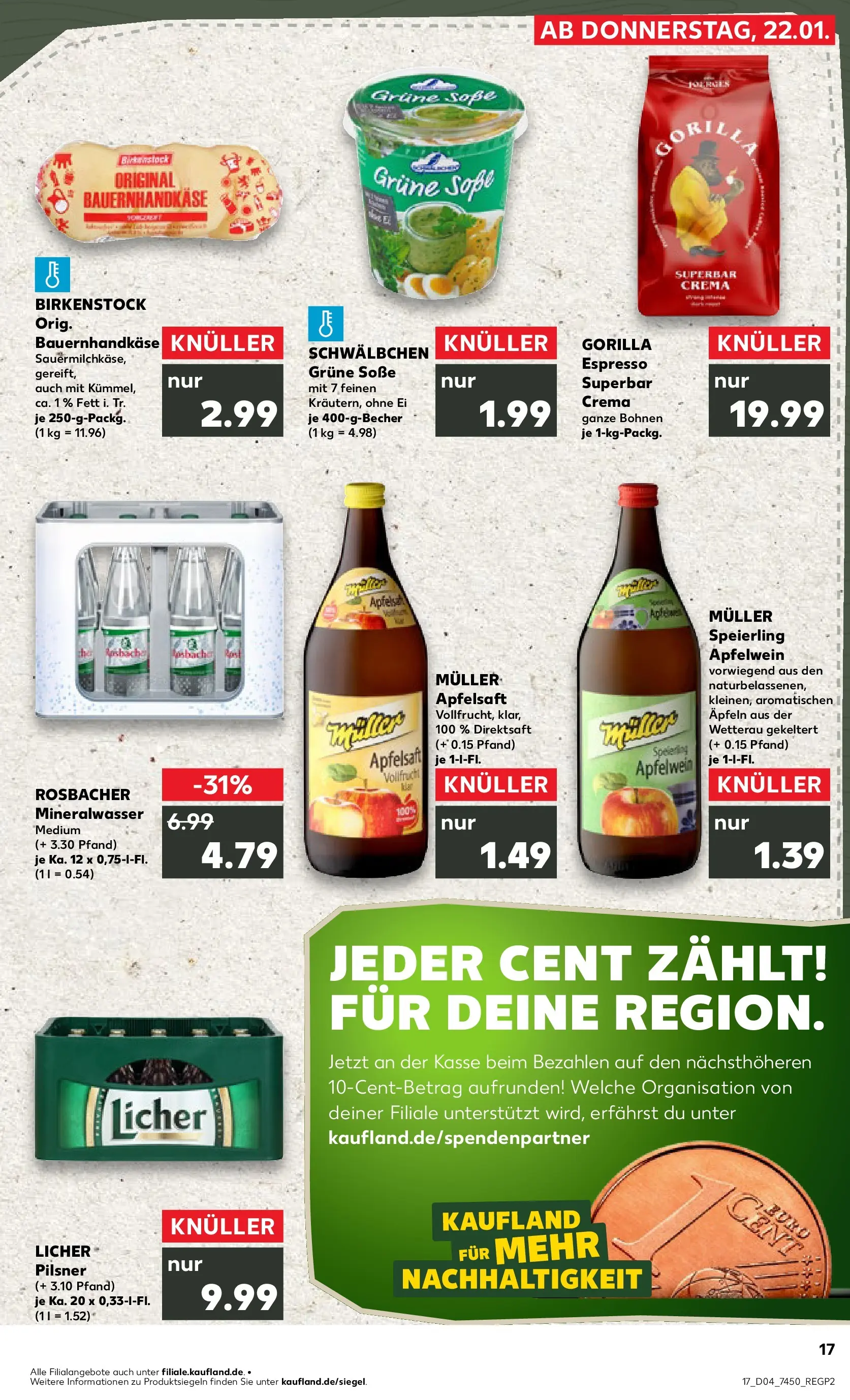 Prospekt Kaufland ab 22.01.2026 » Angebote Online zum Blättern | Seite: 17 | Produkte: Apfelsaft, Mineralwasser, Apple, Soße