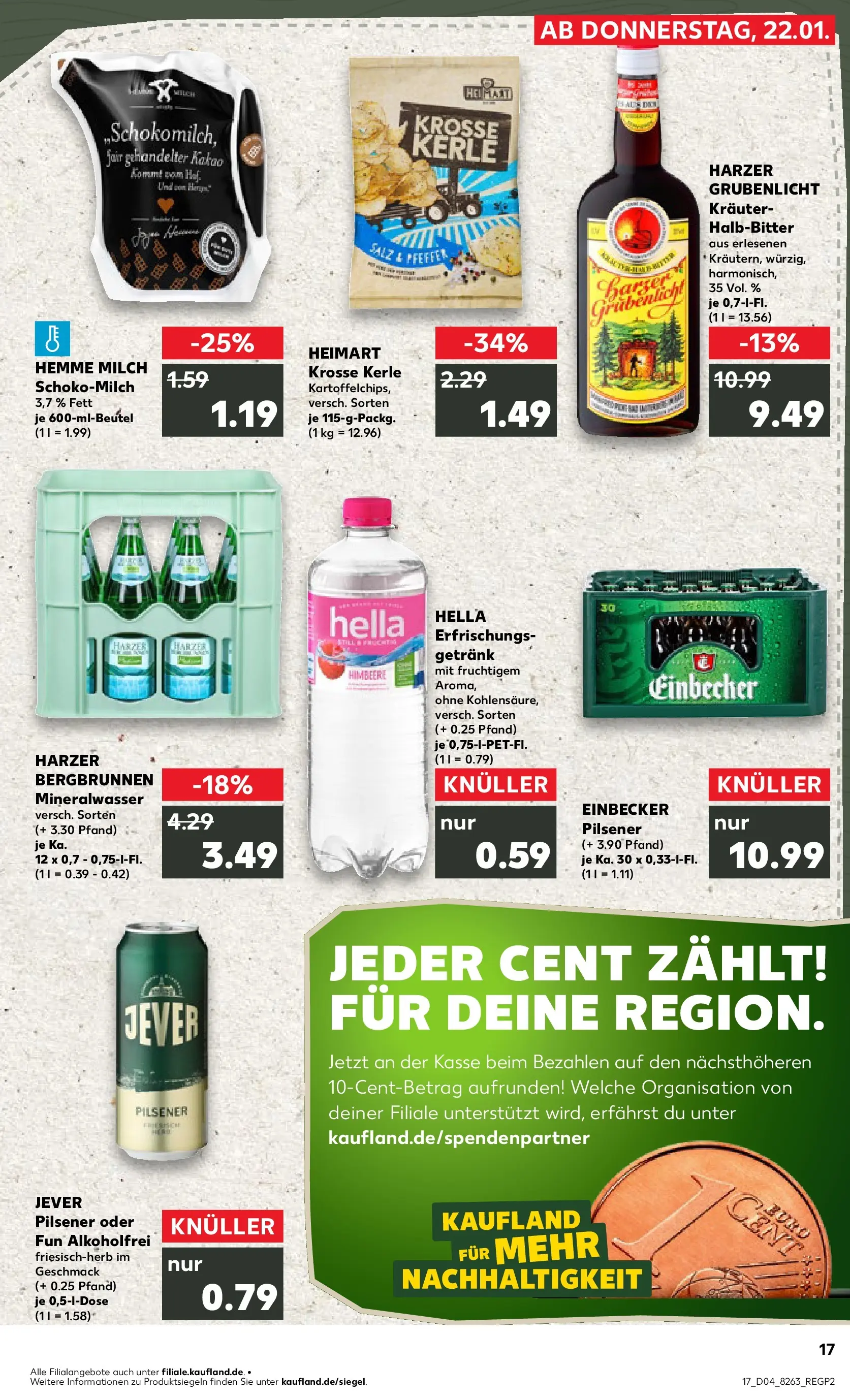 Prospekt Kaufland ab 22.01.2026 » Angebote Online zum Blättern | Seite: 17 | Produkte: Milch, Hella, Jever, Himbeere
