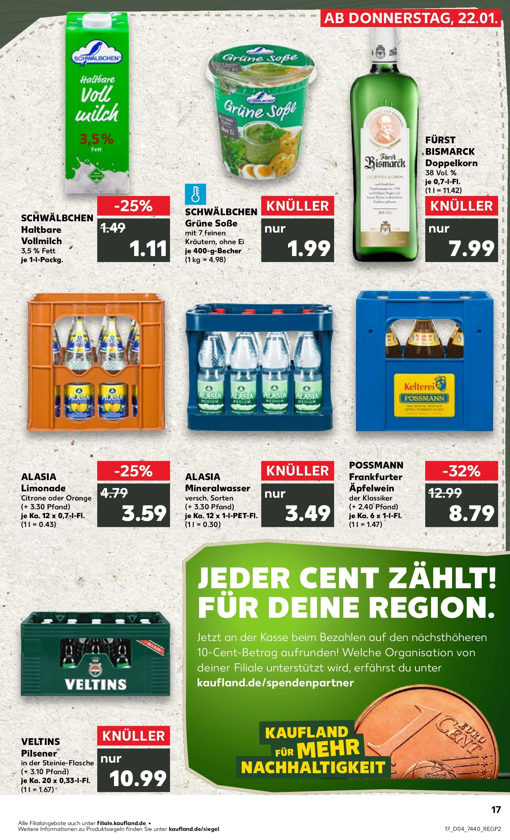 Prospekt Kaufland ab 22.01.2026 » Angebote Online zum Blättern | Seite: 17 | Produkte: Milch, Mineralwasser, Soße, Veltins
