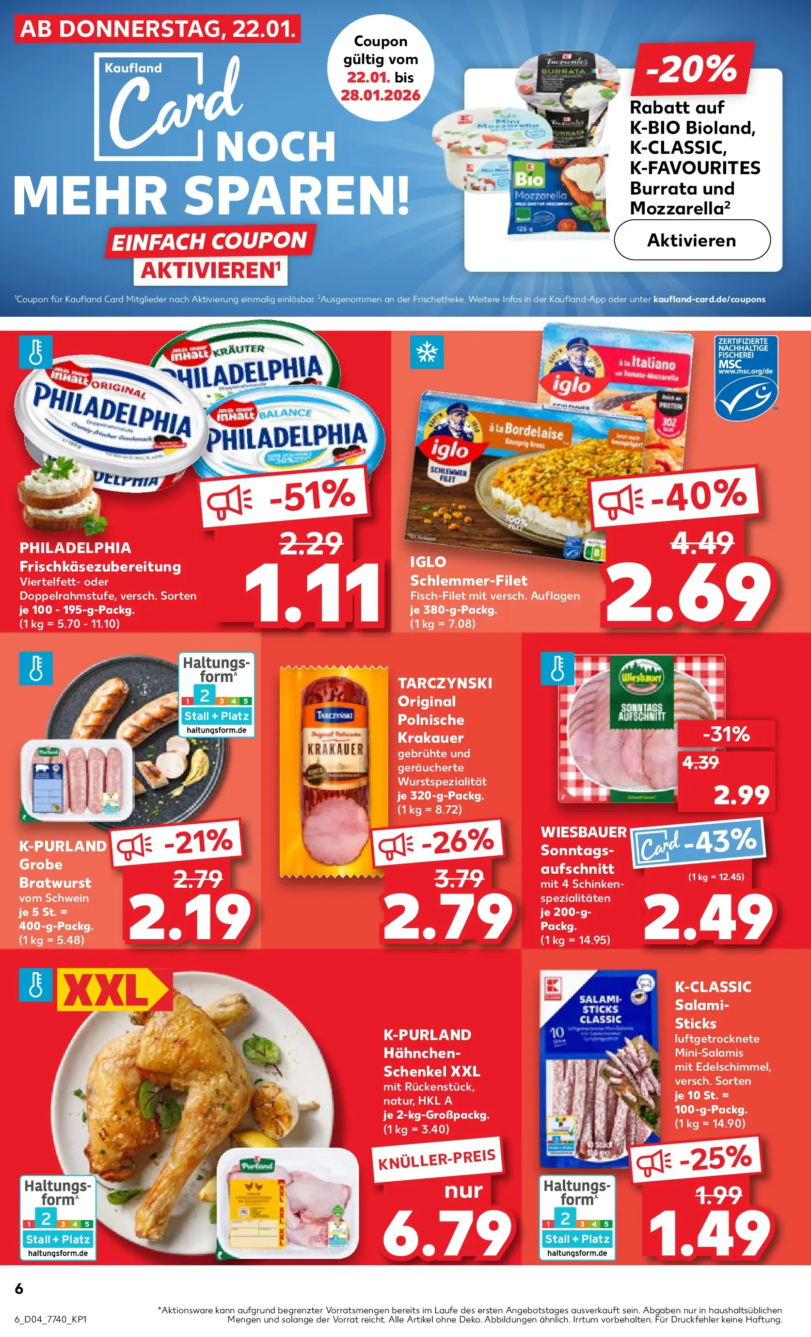 Prospekt Kaufland ab 22.01.2026 » Angebote Online zum Blättern | Seite: 8 | Produkte: Mozzarella, Iglo, Salami, Schinken