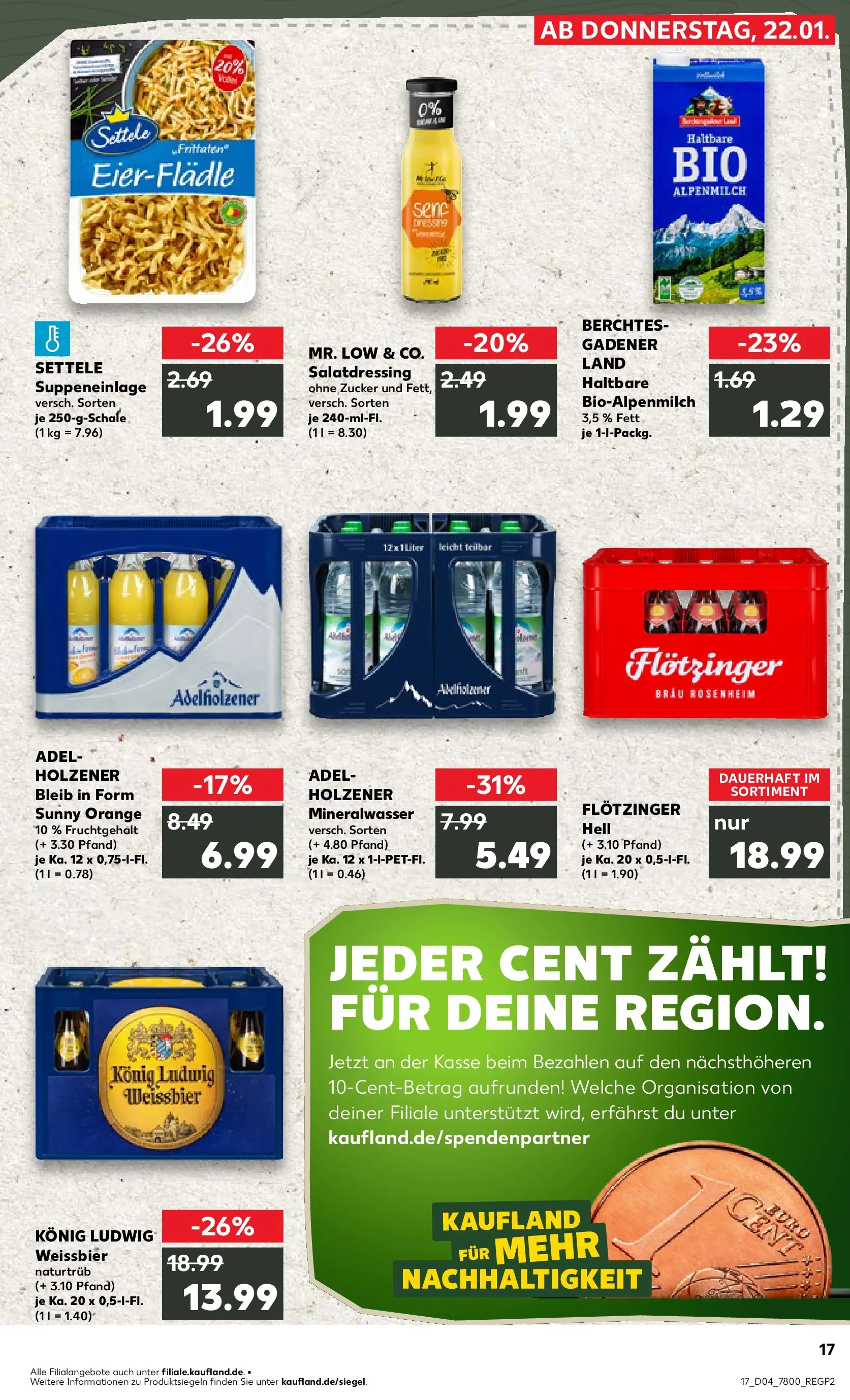 Prospekt Kaufland ab 22.01.2026 » Angebote Online zum Blättern | Seite: 17 | Produkte: Weißbier, Dressing, Mineralwasser, Zucker