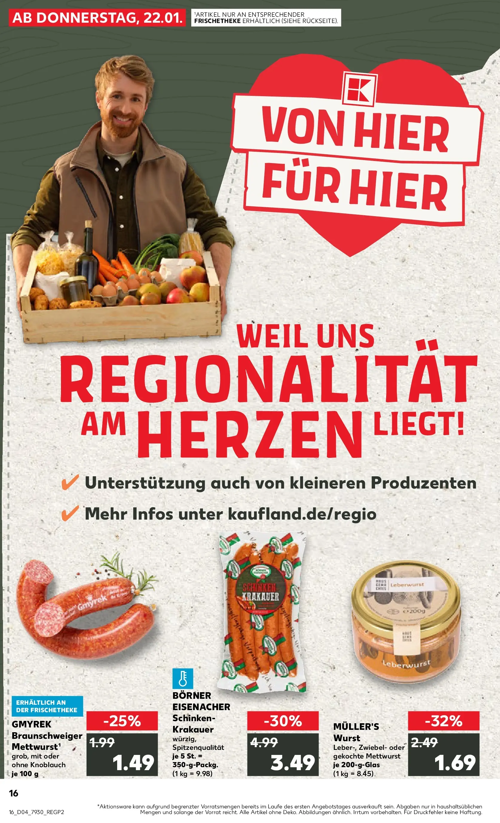 Prospekt Kaufland ab 22.01.2026 » Angebote Online zum Blättern | Seite: 16 | Produkte: Wurst, Knoblauch, Schinken