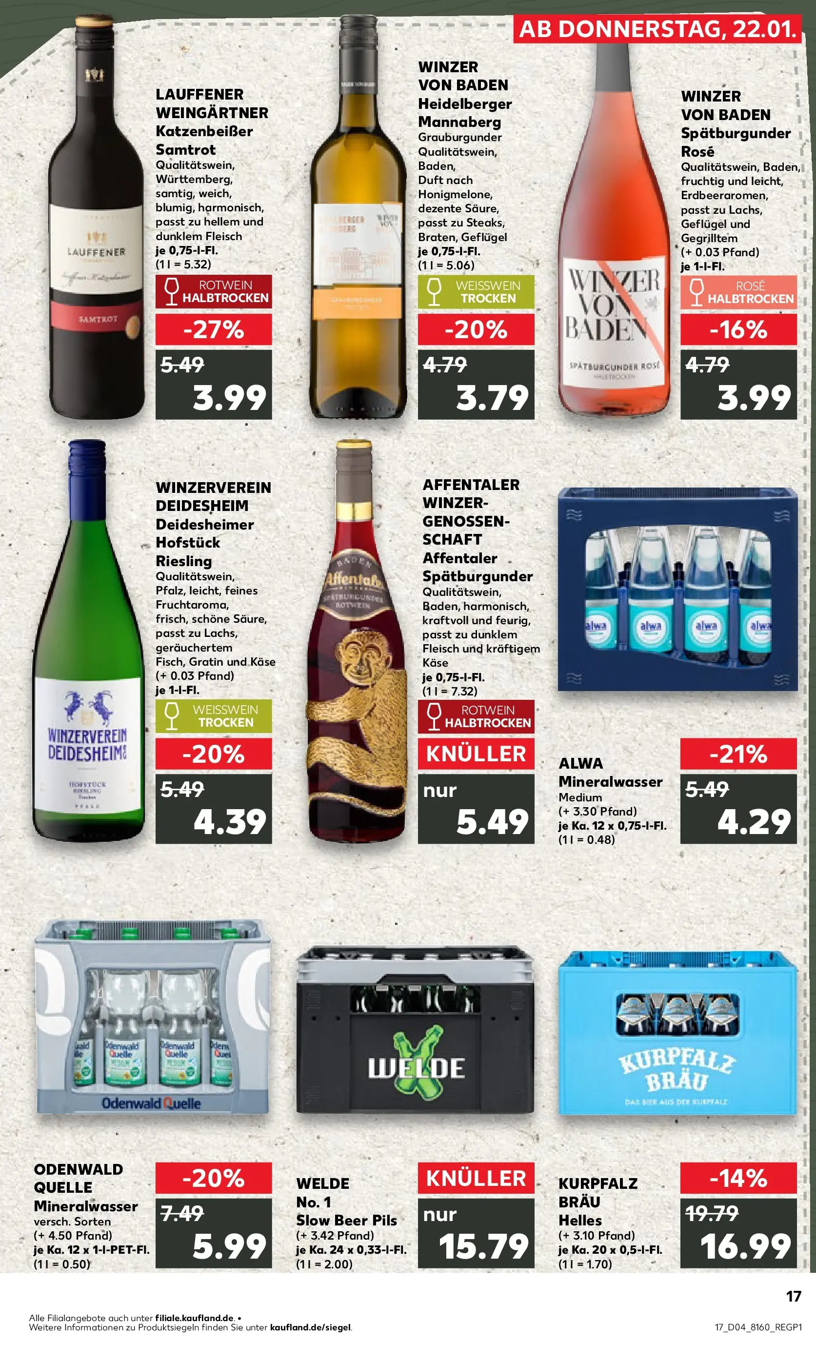 Prospekt Kaufland ab 22.01.2026 » Angebote Online zum Blättern | Seite: 2 | Produkte: Weißwein, Weißwein trocken, Duft, Mineralwasser