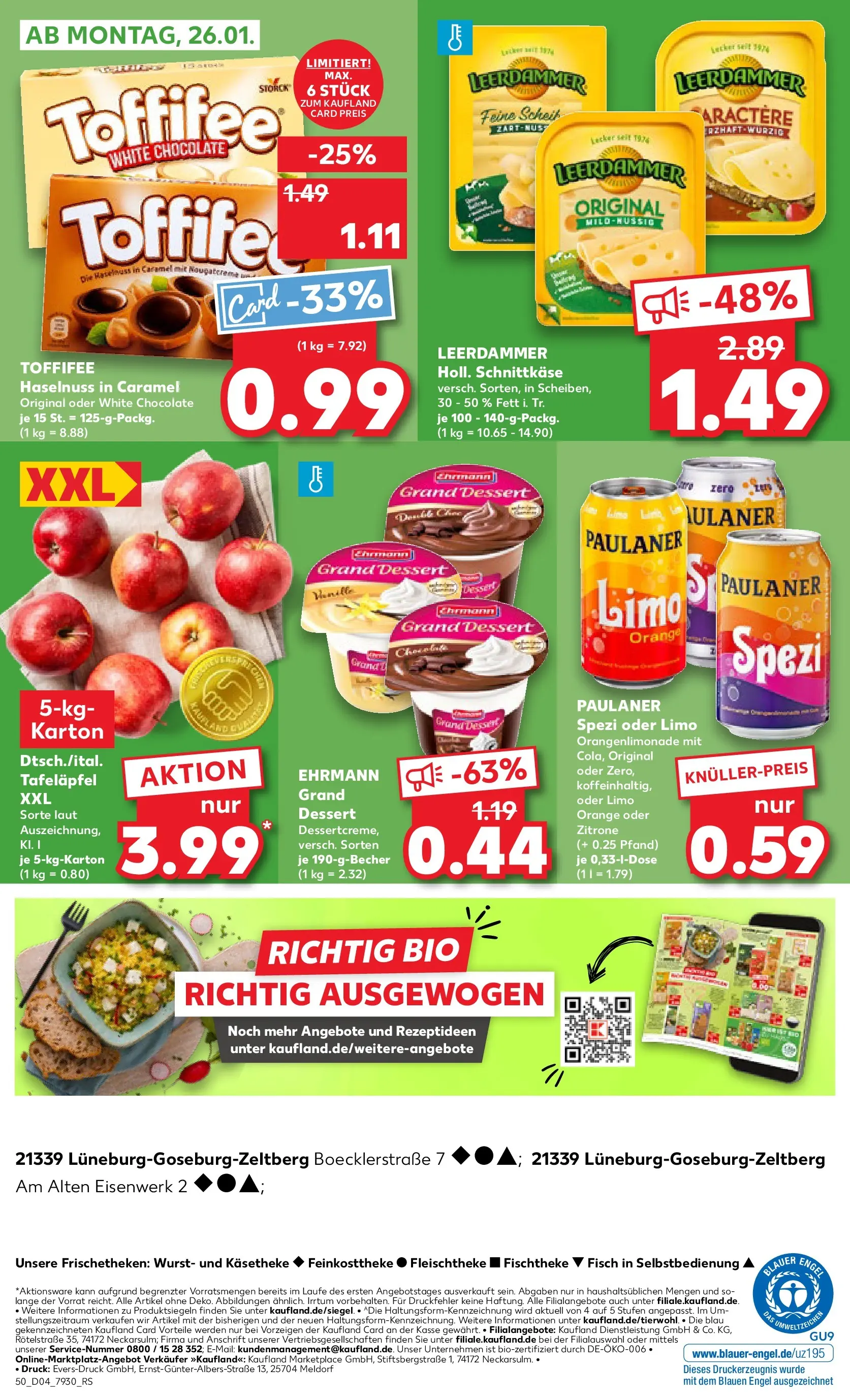 Prospekt Kaufland ab 22.01.2026 » Angebote Online zum Blättern | Seite: 50 | Produkte: Ehrmann grand dessert, Zitrone, Wurst, Toffifee