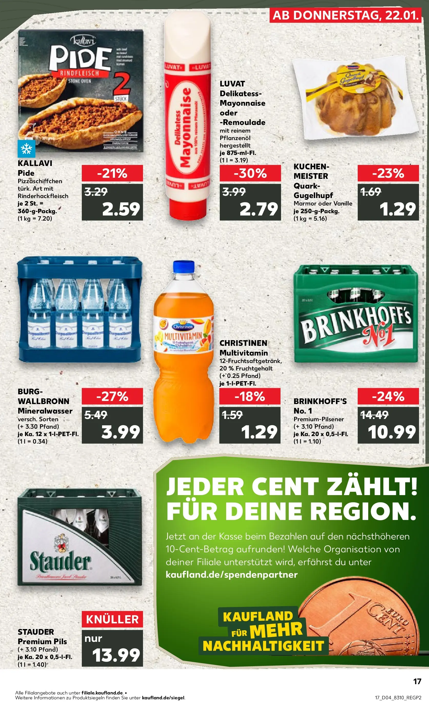 Prospekt Kaufland ab 22.01.2026 » Angebote Online zum Blättern | Seite: 2 | Produkte: Quark, Mineralwasser, Mayonnaise, Kuchen