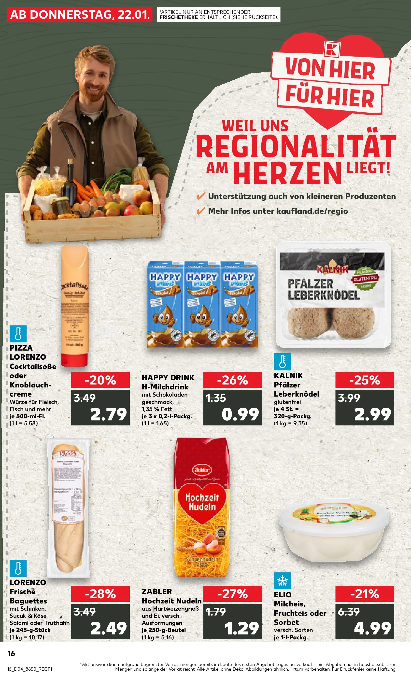 Prospekt Kaufland ab 22.01.2026 » Angebote Online zum Blättern | Seite: 16 | Produkte: Baguette, Creme, Fisch, Knoblauch