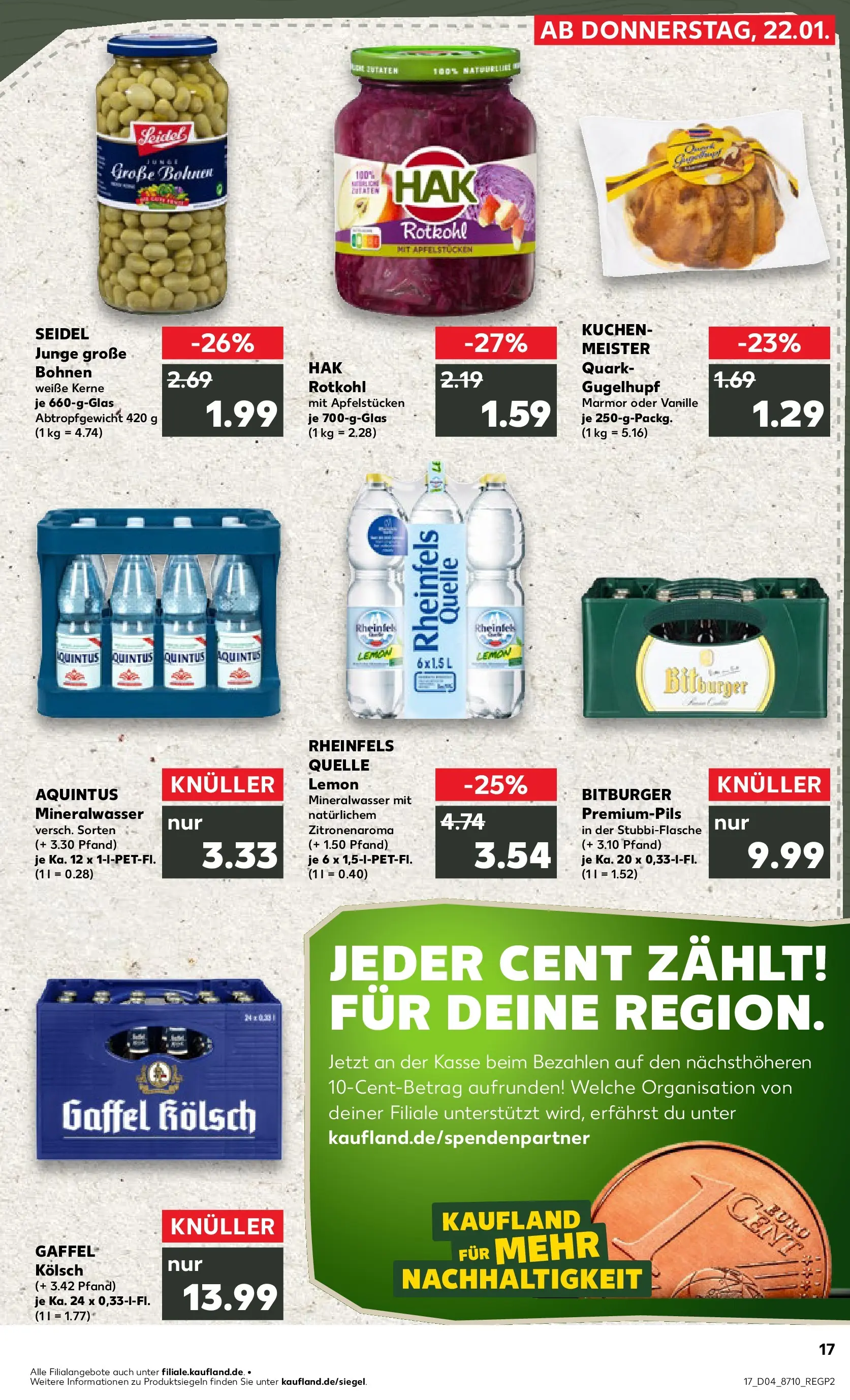 Prospekt Kaufland ab 22.01.2026 » Angebote Online zum Blättern | Seite: 2 | Produkte: Bitburger, Quark, Kuchen, Rheinfels quelle