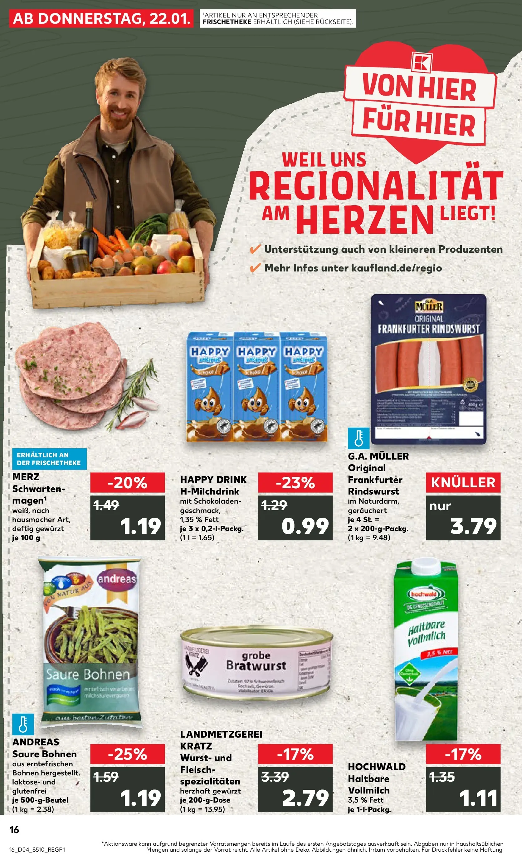 Prospekt Kaufland ab 22.01.2026 » Angebote Online zum Blättern | Seite: 16 | Produkte: Bratwurst, Wurst, Fleisch