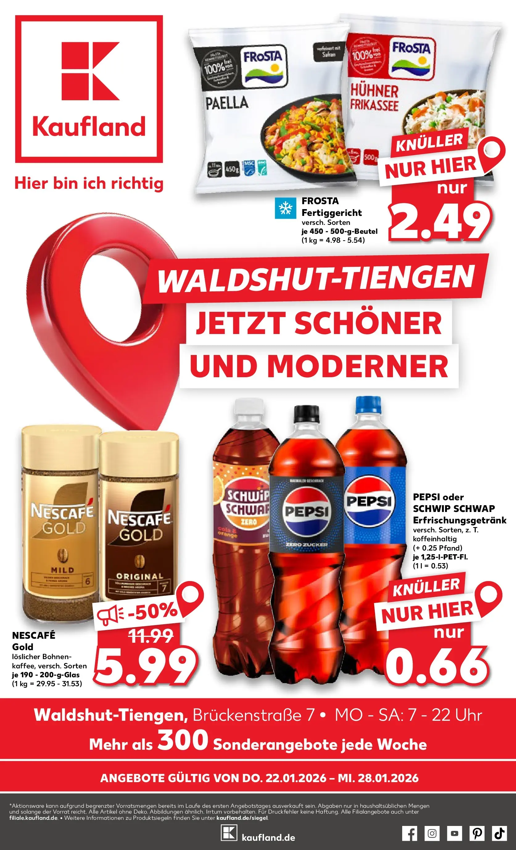Prospekt Kaufland ab 22.01.2026 » Angebote Online zum Blättern | Seite: 1 | Produkte: Nescafe, Schwip schwap, Zucker, Uhr