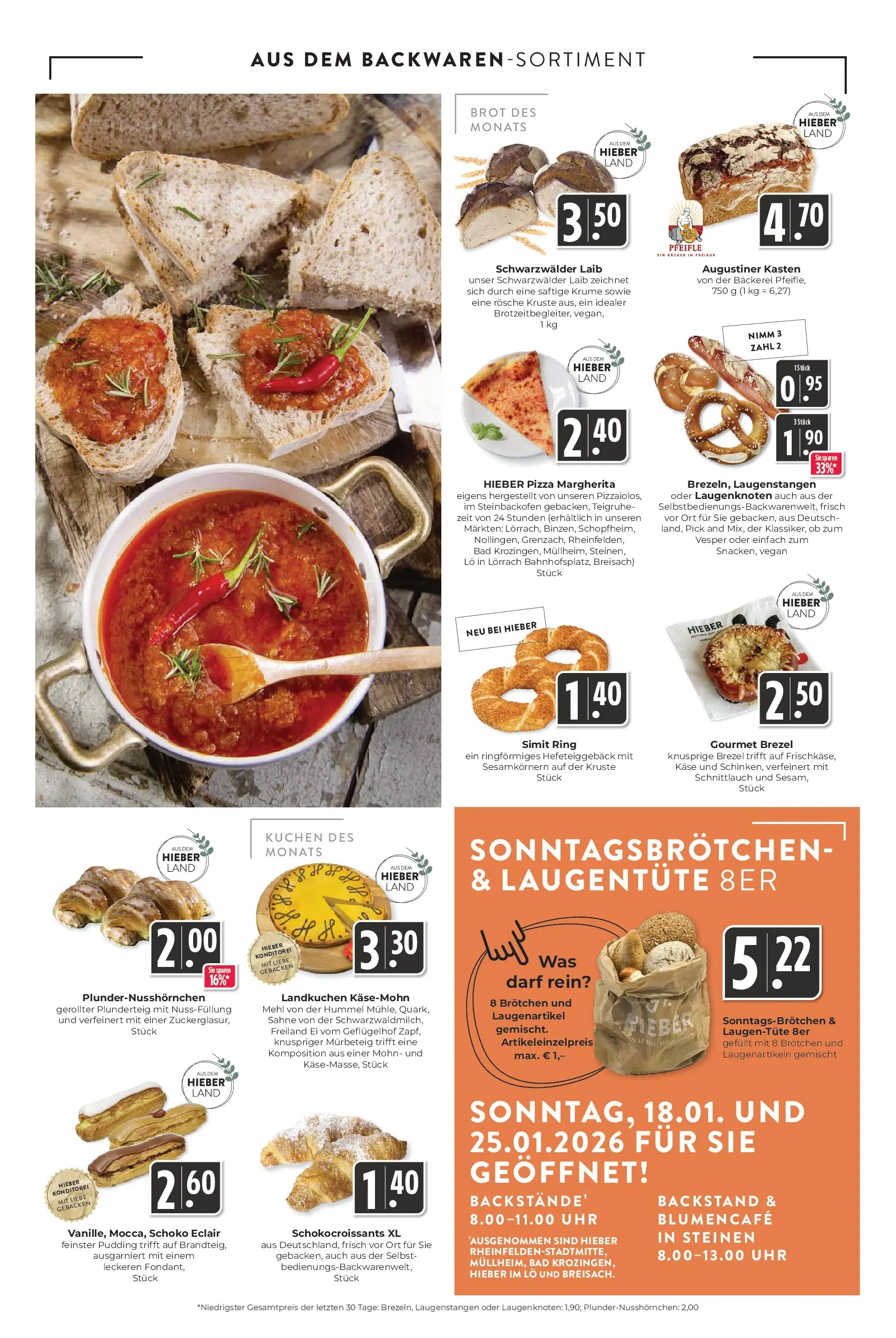 Entdecke - Hieber's Frischecenter: Meine Woche (ab 18.01.2026) zum Blättern | Seite: 6 | Produkte: Bäckerei, Mehl, Käse, Pudding