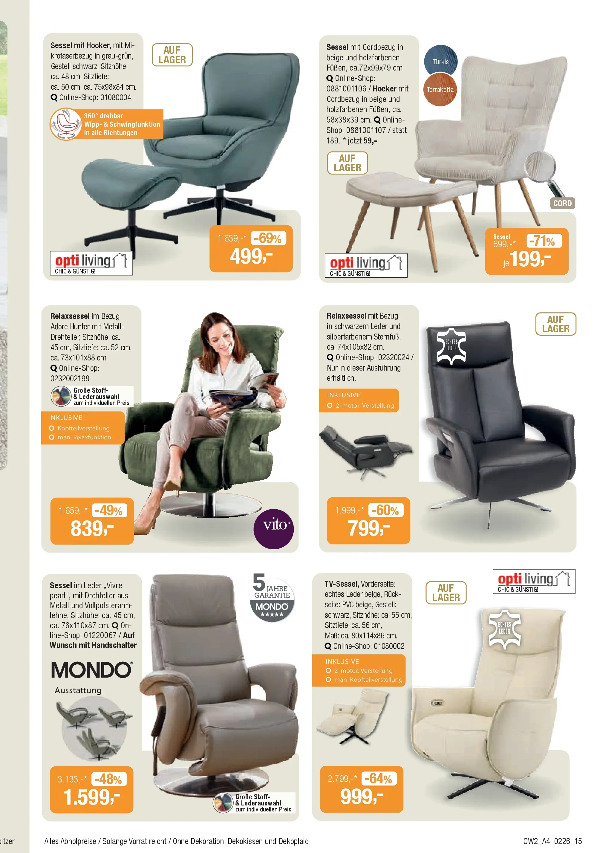 Angebote - Polsterwochen (ab 28.01.2026) zum Blättern | Seite: 15 | Produkte: Hocker, Relaxsessel, Sessel