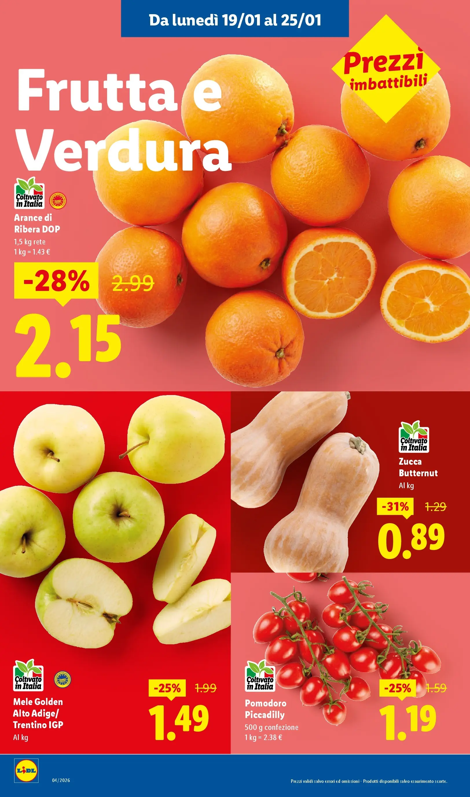 LIDL volantino della prossima settimana dal ﻿15/01/2026﻿ 📣 | Pagina: 2 | Prodotti: Mele, Frutta, Pomodoro, Zucca