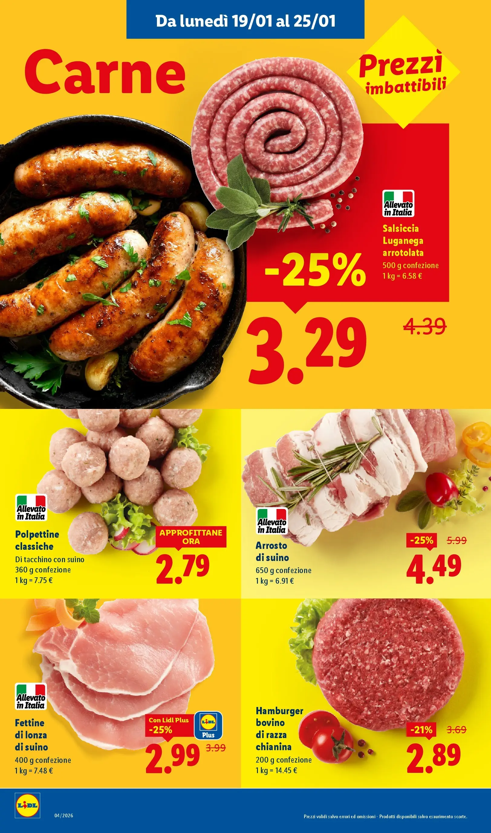 LIDL volantino della prossima settimana dal ﻿15/01/2026﻿ 📣 | Pagina: 4 | Prodotti: Bovino, Arrosto, Suino, Tacchino