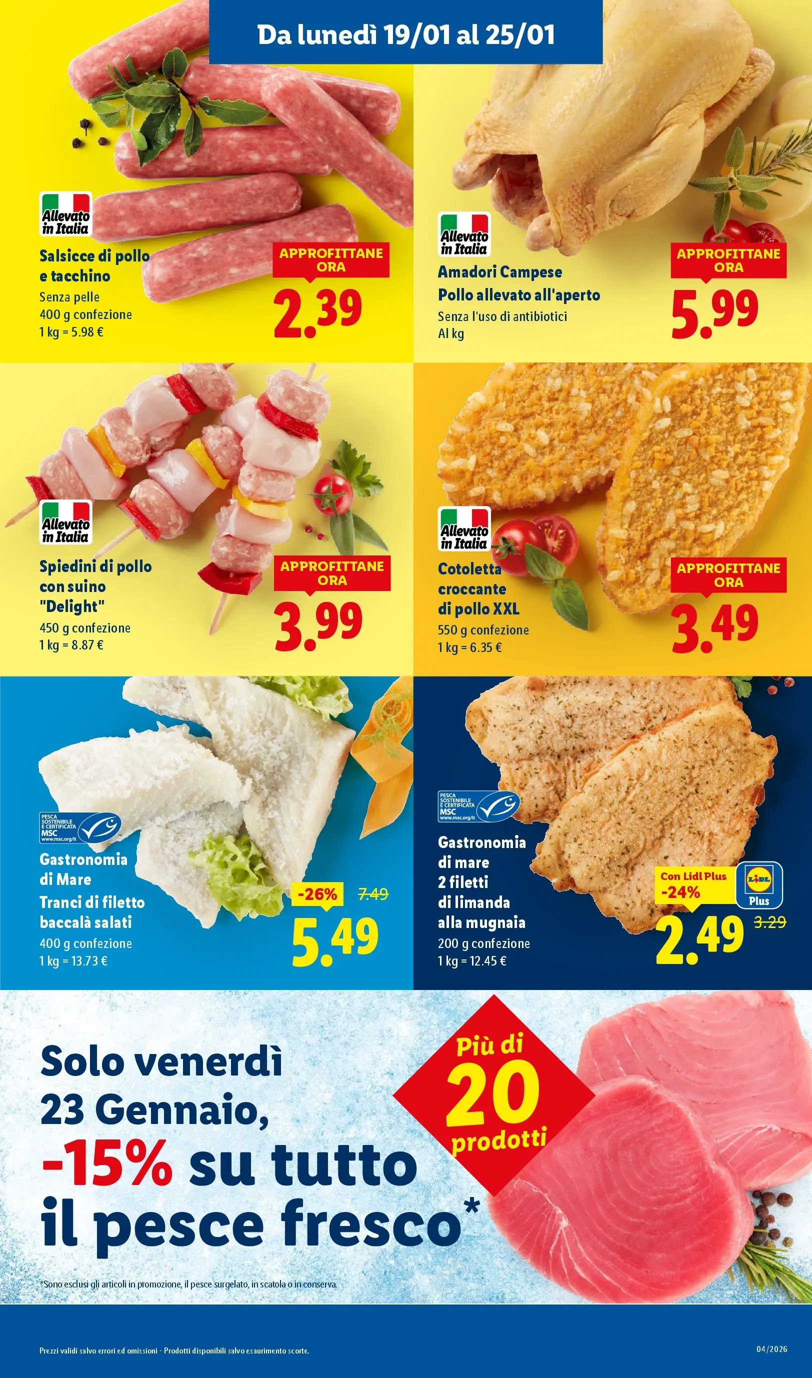LIDL volantino della prossima settimana dal ﻿15/01/2026﻿ 📣 | Pagina: 5 | Prodotti: Pollo, Il pesce, Suino, Pesca