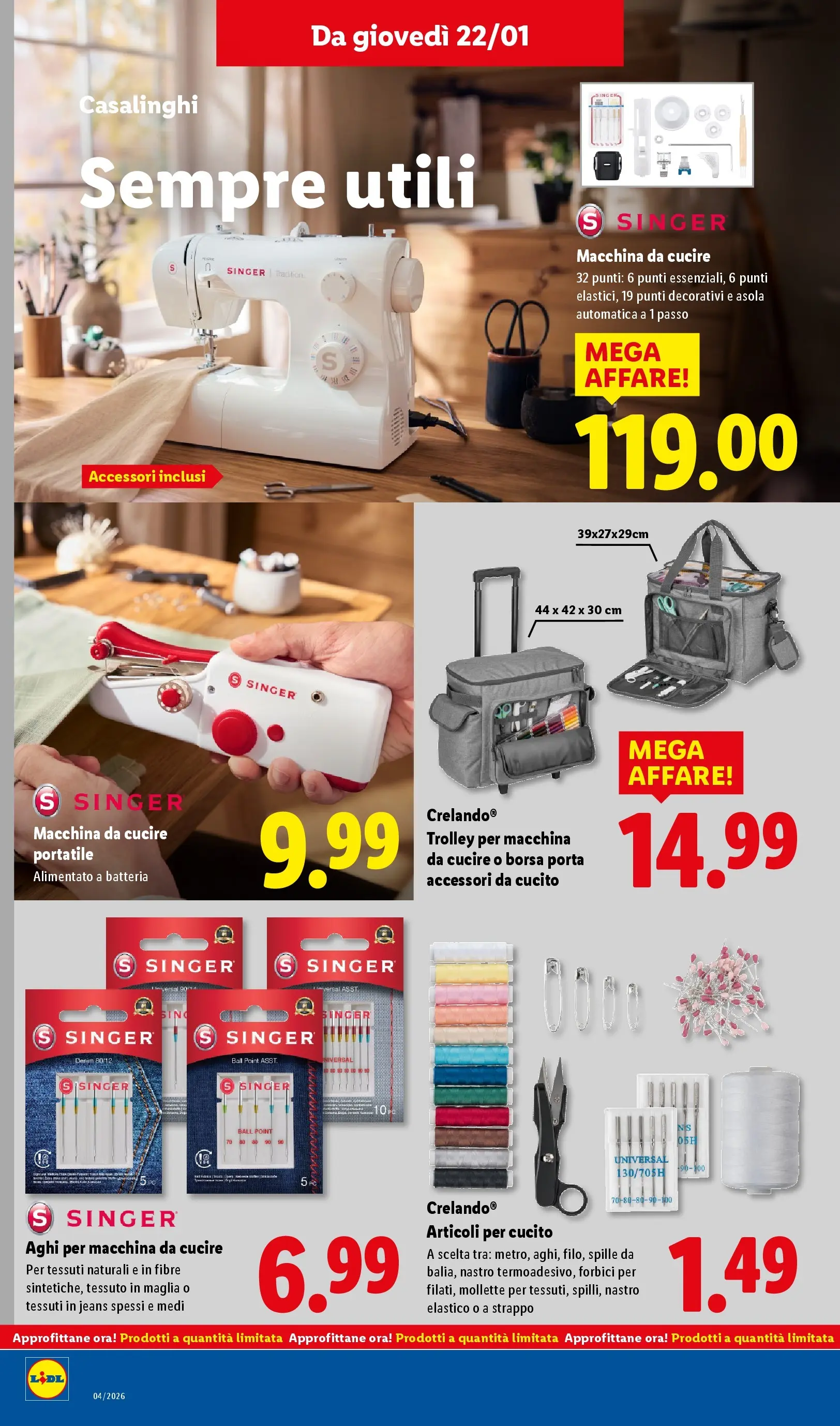LIDL volantino della prossima settimana dal ﻿15/01/2026﻿ 📣 | Pagina: 40 | Prodotti: Jeans, Macchina da cucire, Trolley, Batteria
