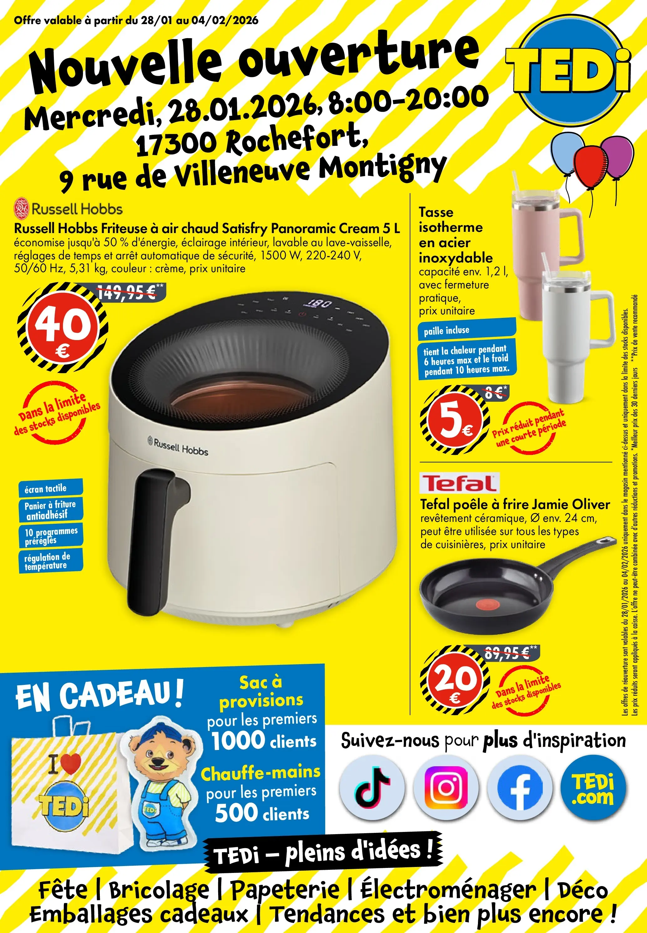 TEDi - TEDi: Découvrez les nouvelles offres à partir du 23/01/2026 - promo en ligne | Page: 1 | Produits: Poêle, Friteuse, Tefal, Panier