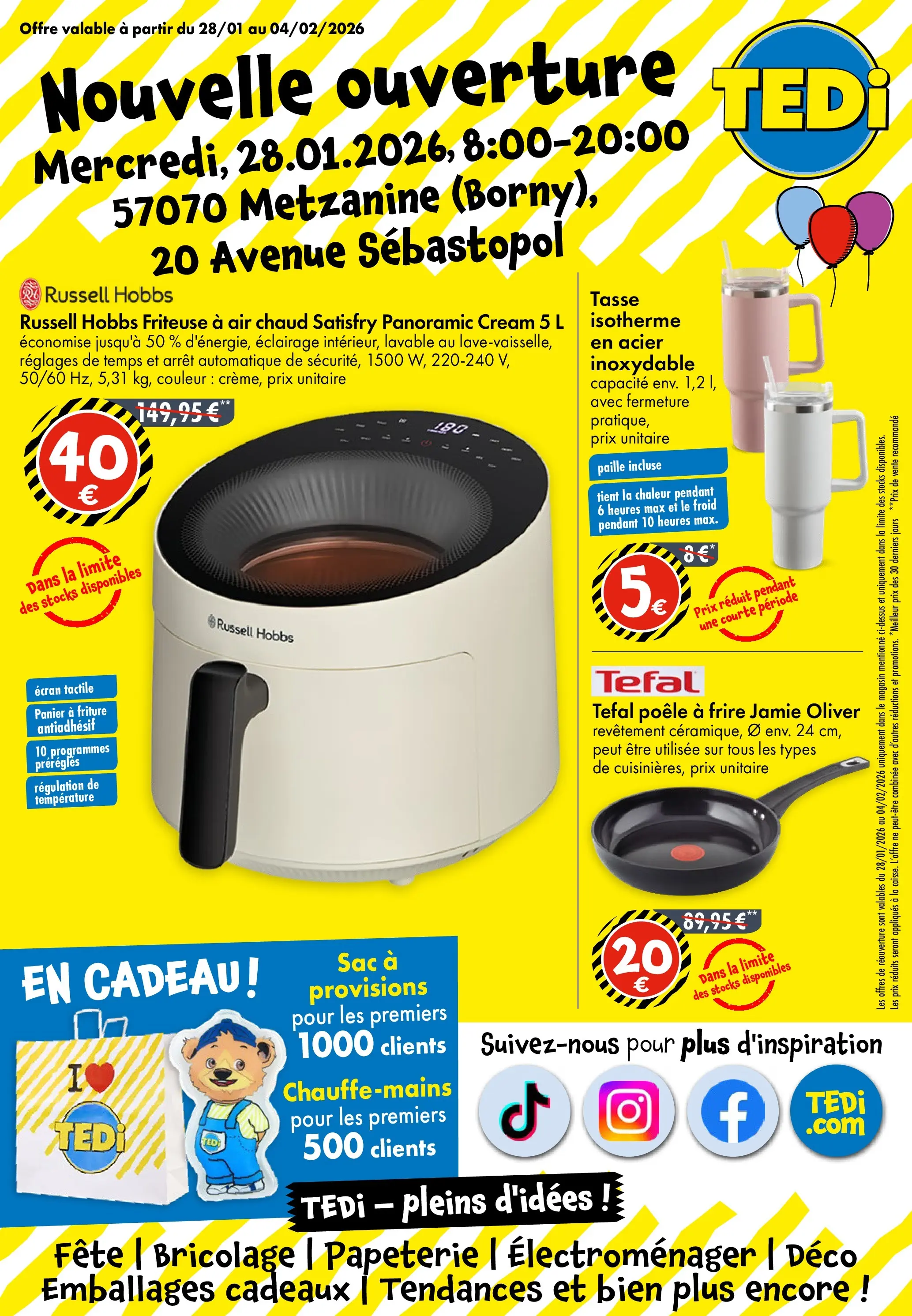 TEDi - TEDi: Découvrez les nouvelles offres à partir du 23/01/2026 - promo en ligne | Page: 1 | Produits: Sac, Friteuse, Tefal, Panier