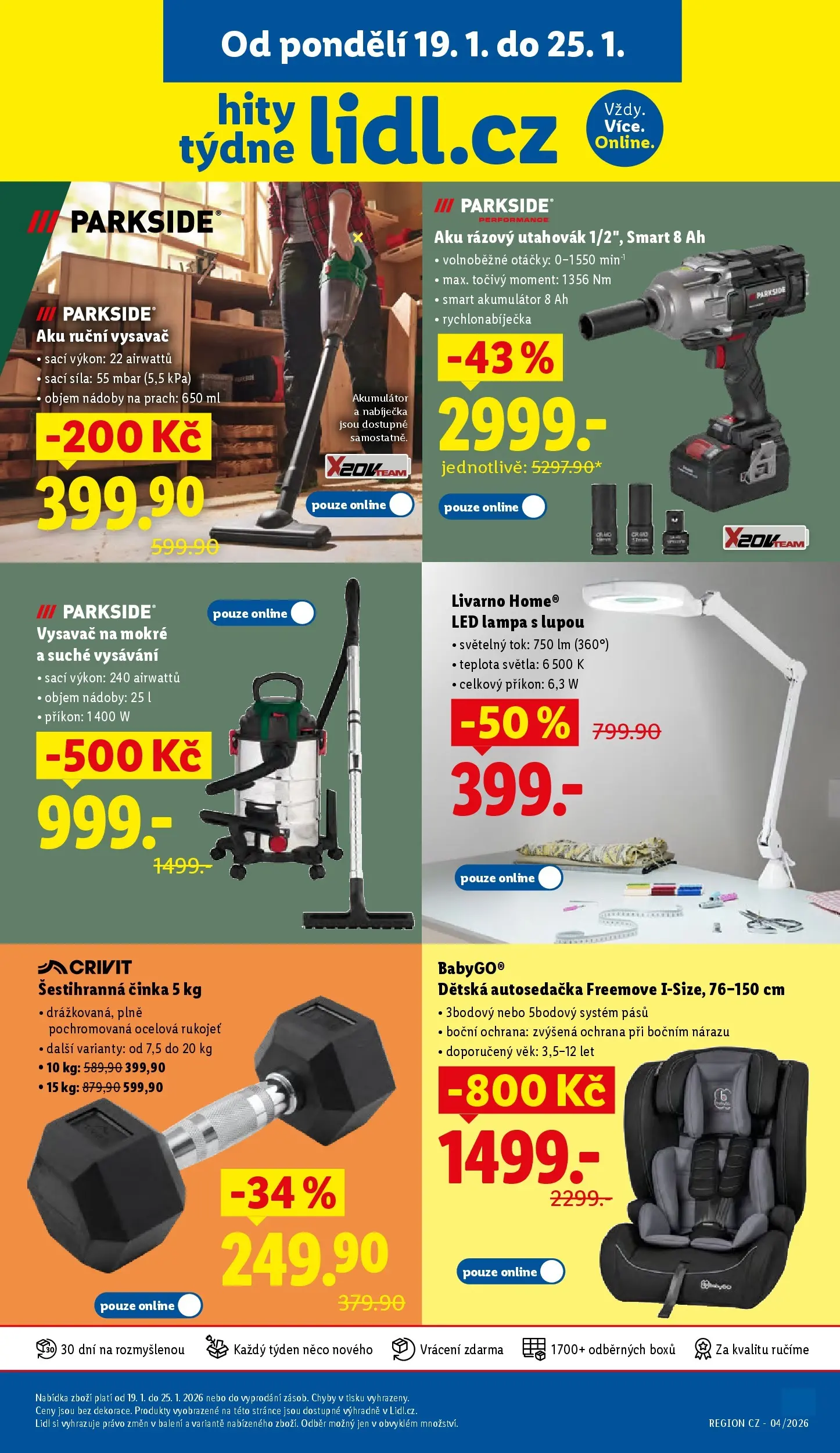 Lidl leták od 18.01.2026 - Nový akční leták | Strana: 33 | Produkty: LED lampa, Ruční vysavač, Rázový utahovák, Vysavač Parkside