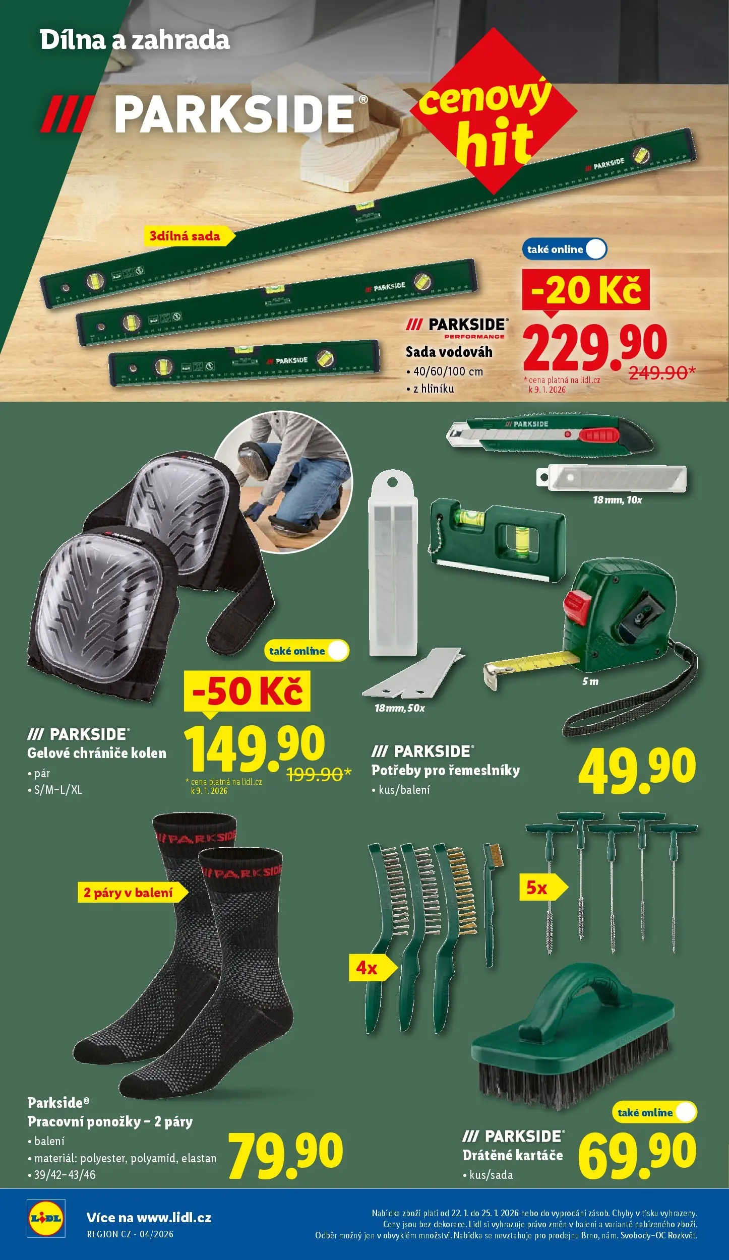 Lidl leták od 18.01.2026 - Nový akční leták | Strana: 20 | Produkty: Ponožky, Parkside, Zahrada, Chrániče