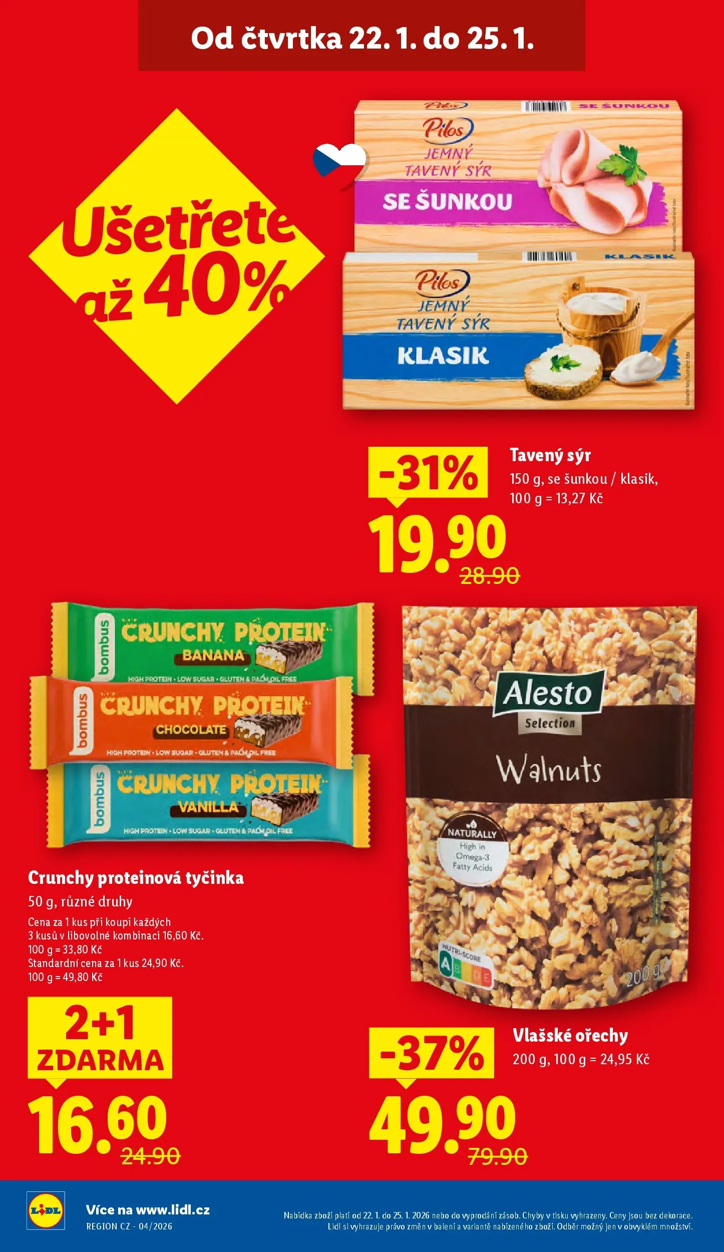 Lidl leták od 21.01.2026 - Nový akční leták | Strana: 2 | Produkty: Tavený sýr, Sýr, Ořechy, Protein